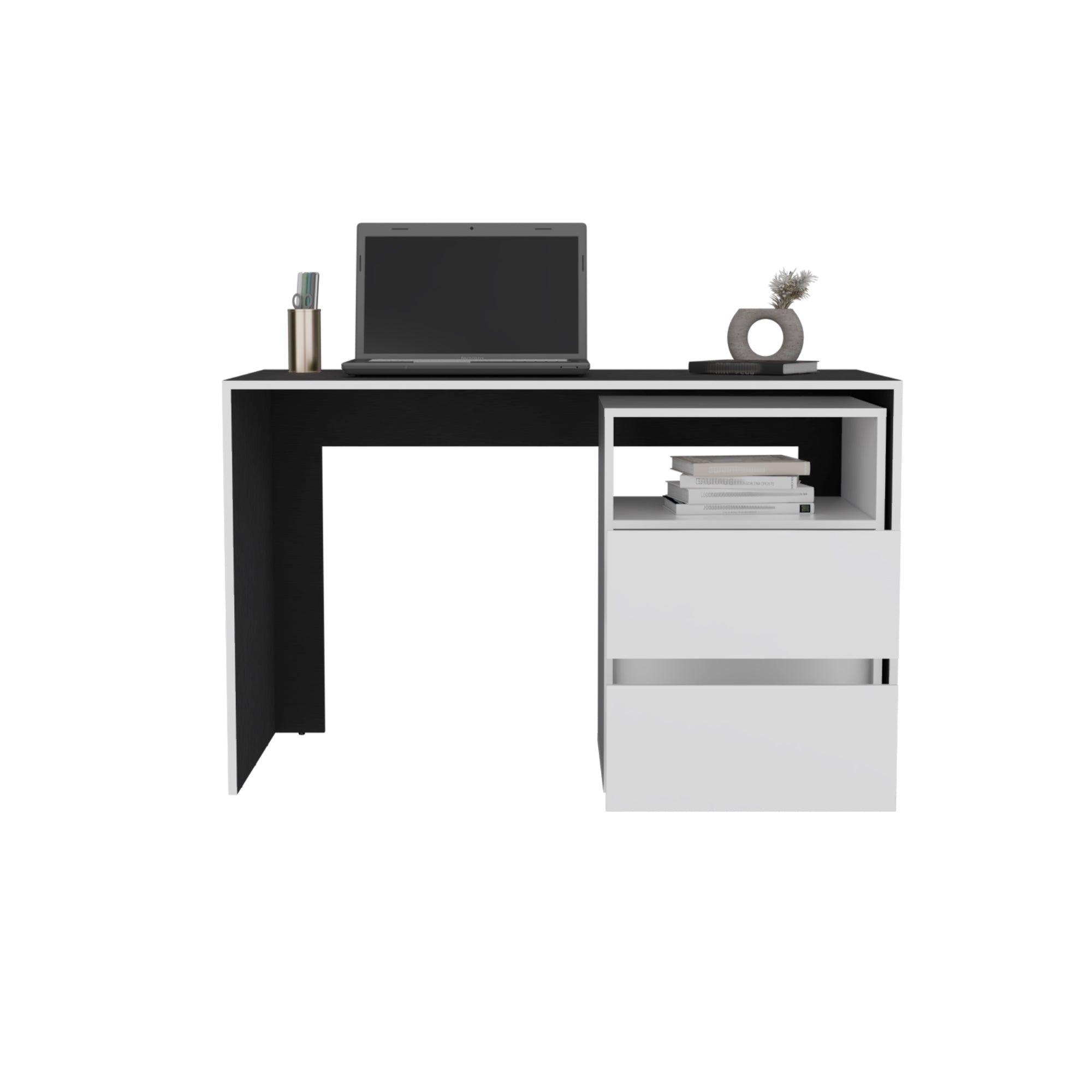 ESCRITORIO 2 CAJONES FM-027B - BLANCO Y NEGRO-3