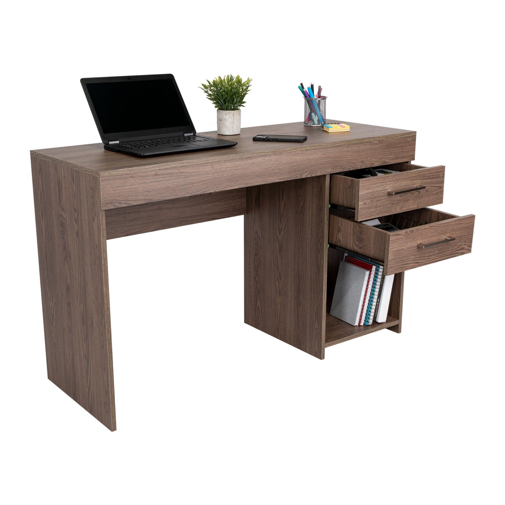 Escritorio Fm Con 2 Cajones Café Oscuro 75X120X45,7 Cm-2