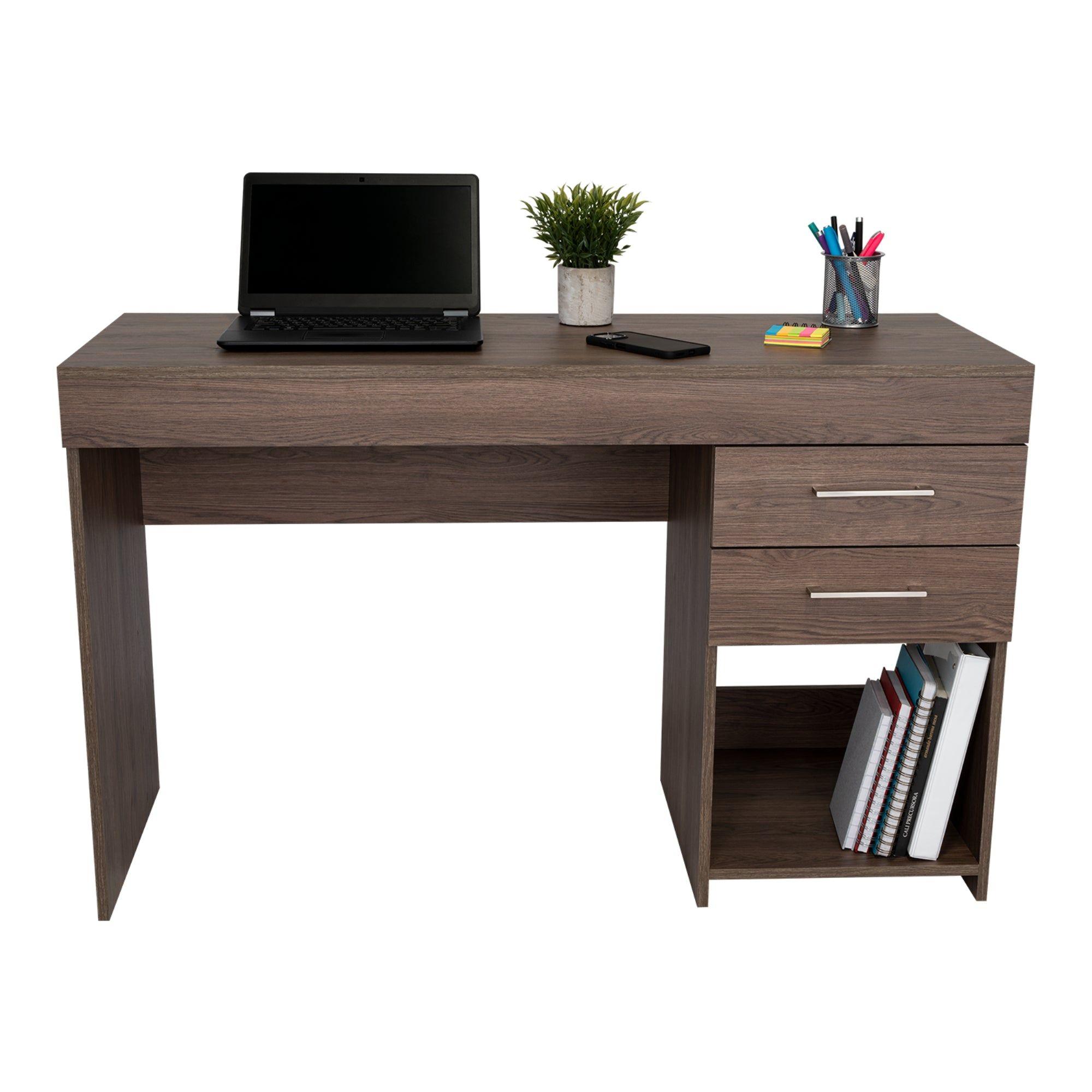 Escritorio Fm Con 2 Cajones Café Oscuro 75X120X45,7 Cm-3