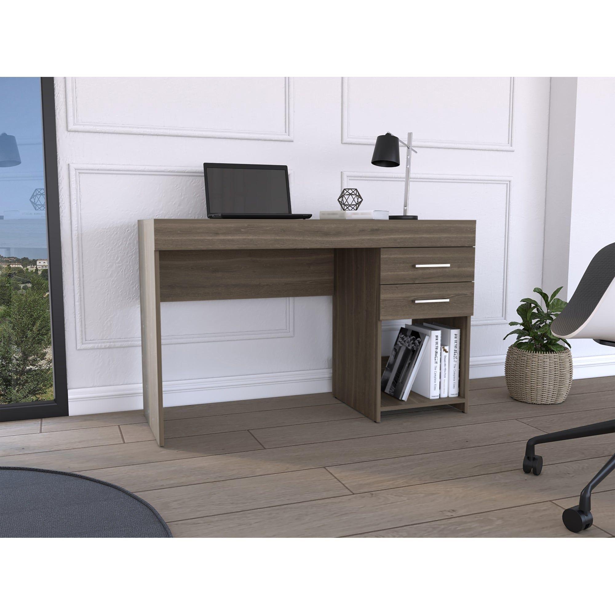 Escritorio Fm Con 2 Cajones Café Oscuro 75X120X45,7 Cm-8