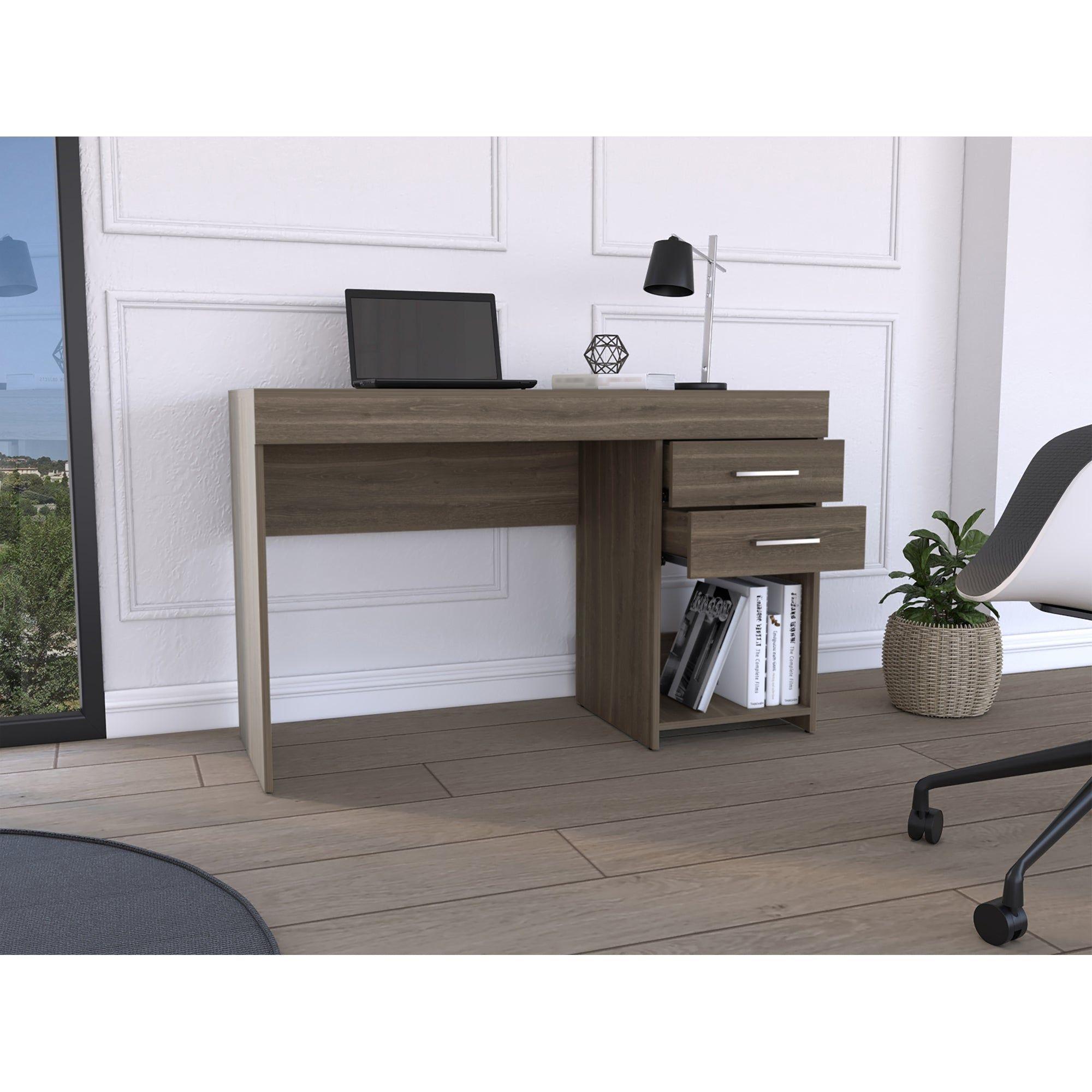 Escritorio Fm Con 2 Cajones Café Oscuro 75X120X45,7 Cm-9