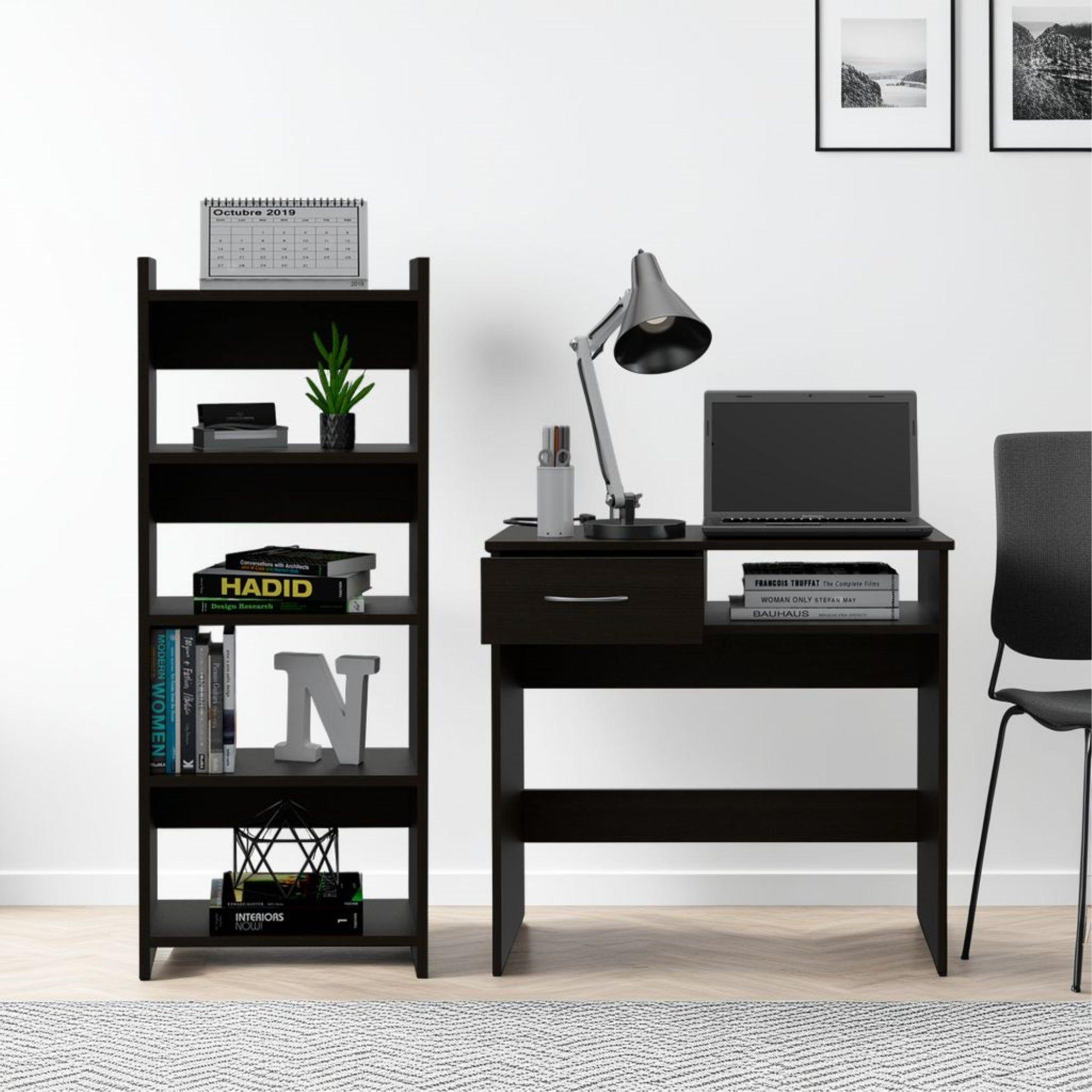 ESCRITORIO 1 CAJON + ESTANTE 5 REPISAS FM-011N NEGRO-4