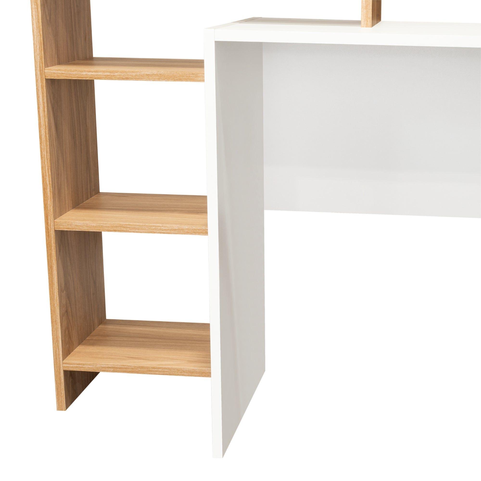 Escritorio Con Biblioteca Incorporada 89,4X125,7X42,3 Cm Café Claro-4