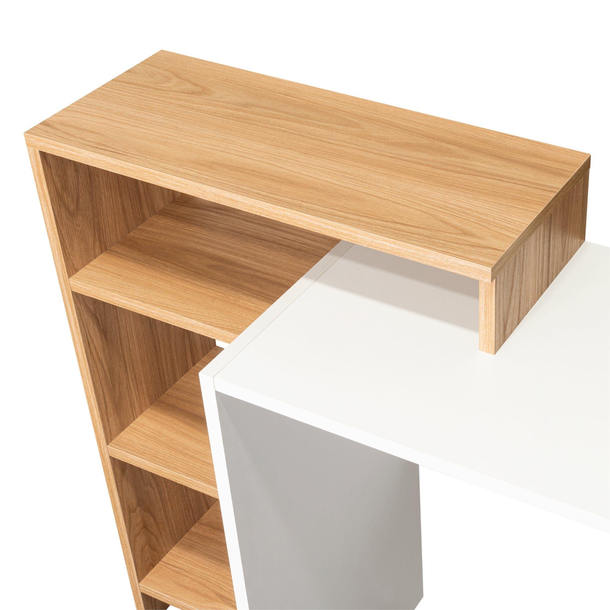 Escritorio Con Biblioteca Incorporada 89,4X125,7X42,3 Cm Café Claro-6