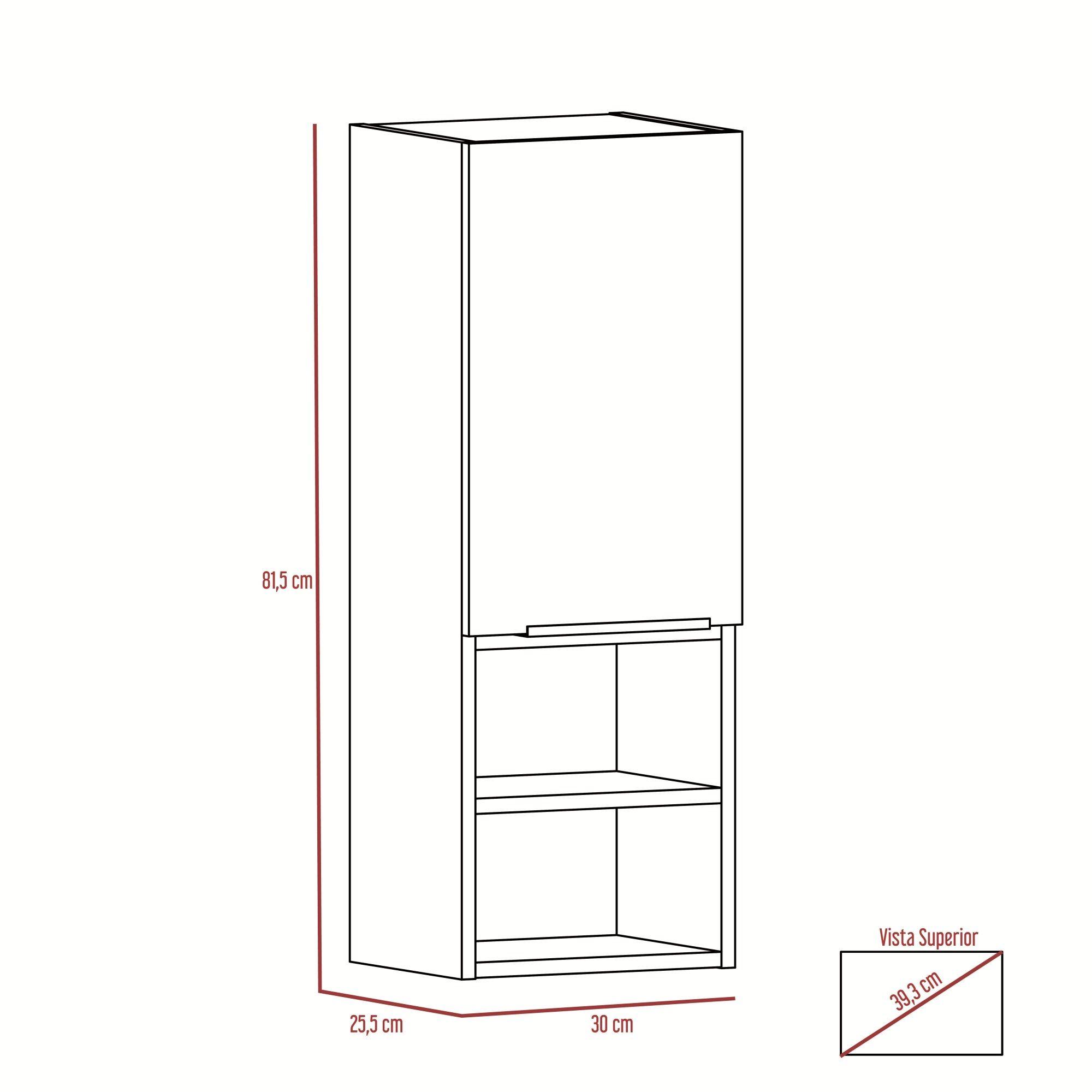 Mueble Auxiliar De Baño 1 Puerta Abatible con Manija 81,7 x 30 x 25,6 Cm Café Claro-4