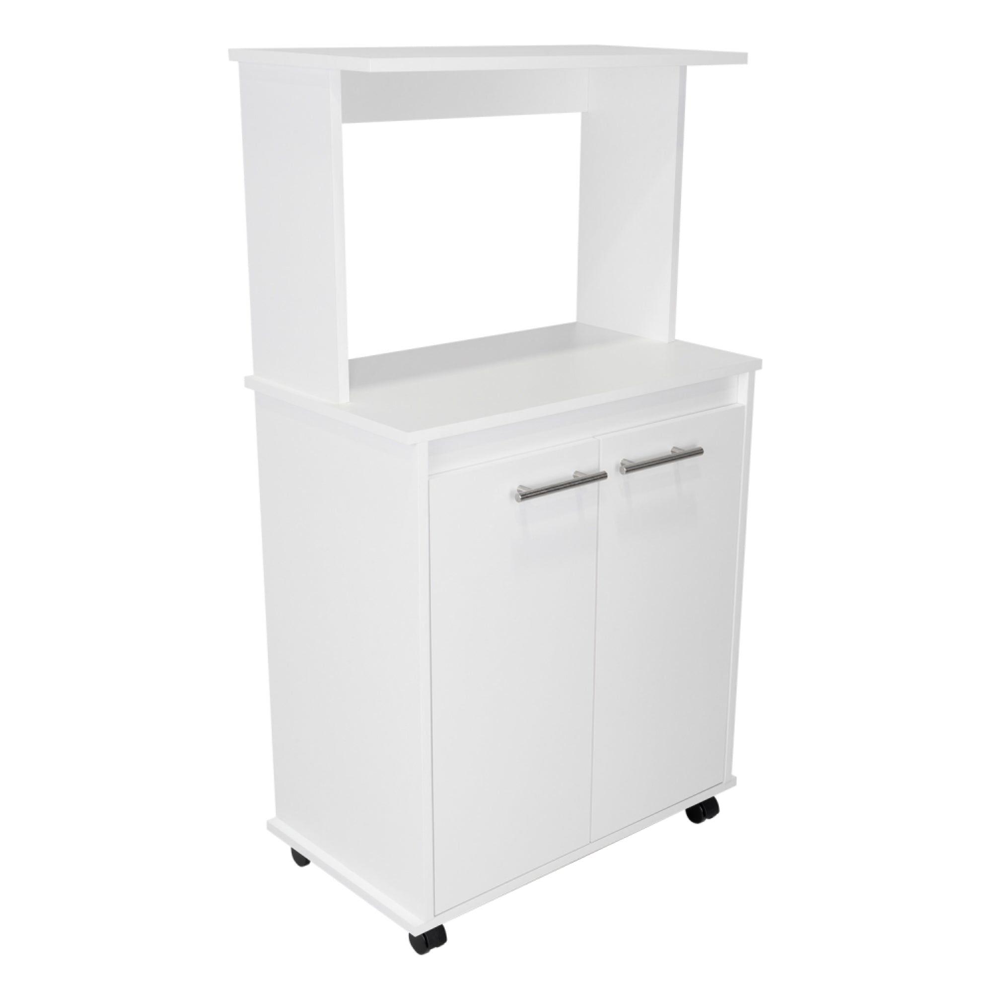 Mueble Para Microondas 2 Puertas Abatibles 4 Ruedas Blanco-2