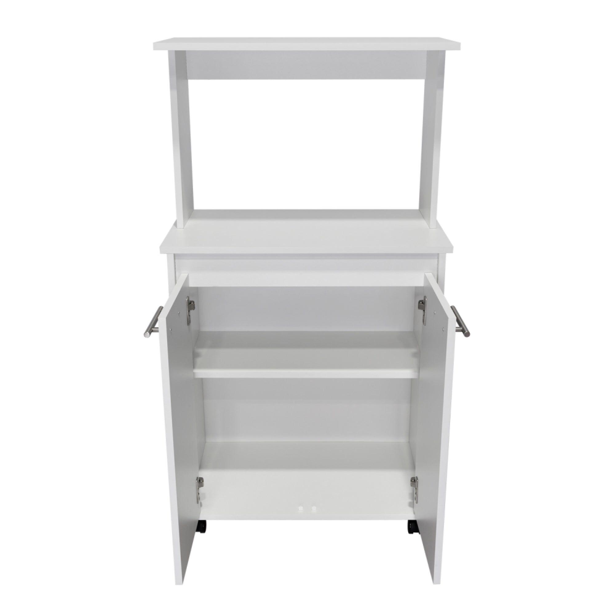 Mueble Para Microondas 2 Puertas Abatibles 4 Ruedas Blanco-3