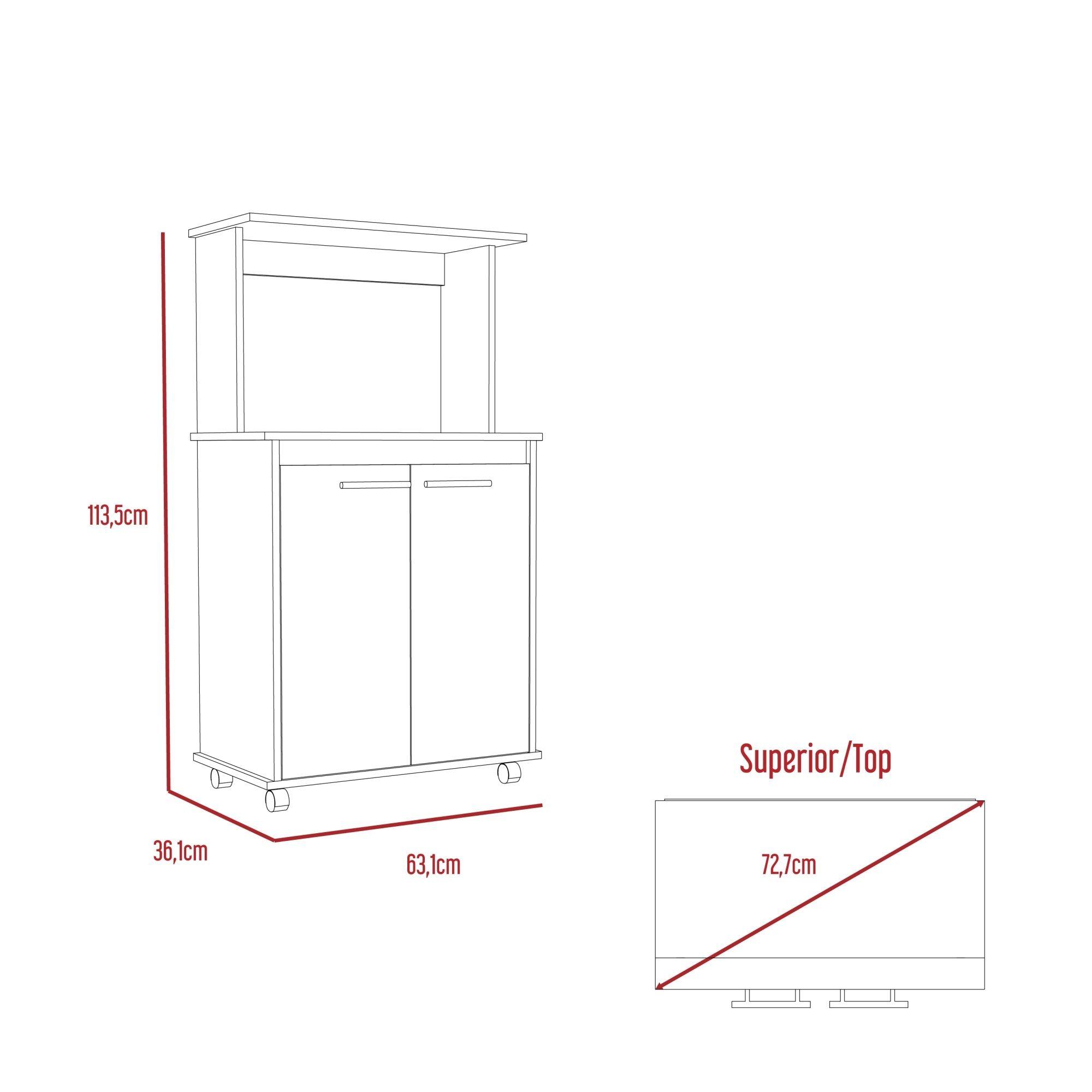 Mueble Para Microondas 2 Puertas Abatibles 4 Ruedas Blanco-4