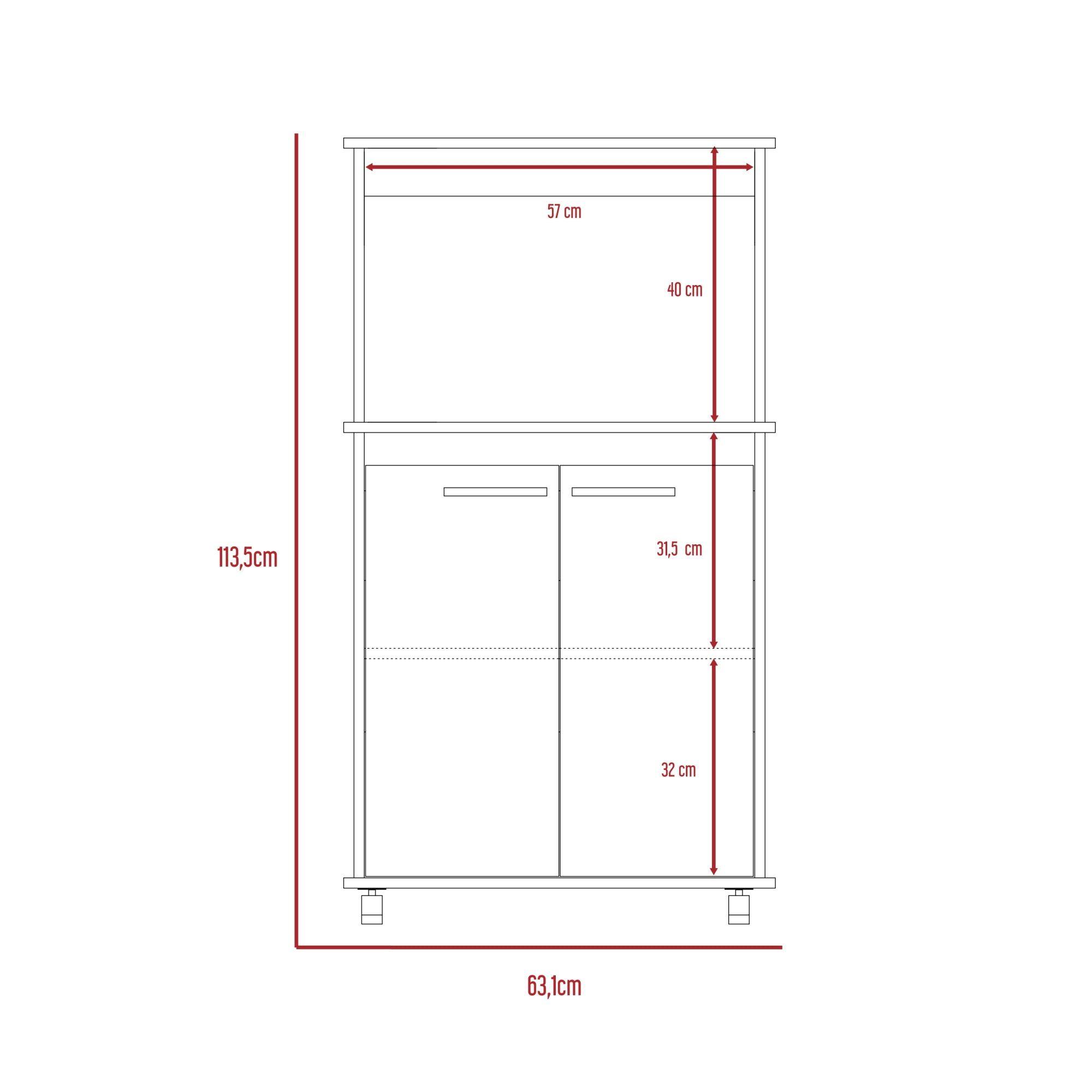 Mueble Para Microondas 2 Puertas Abatibles 4 Ruedas Blanco-5