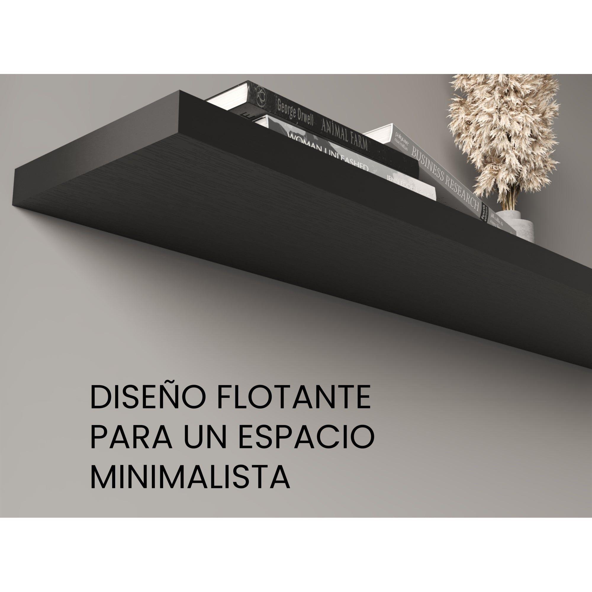 Repisa Flotante 120X25X3,8 Cm Negro X1 Unidad-2