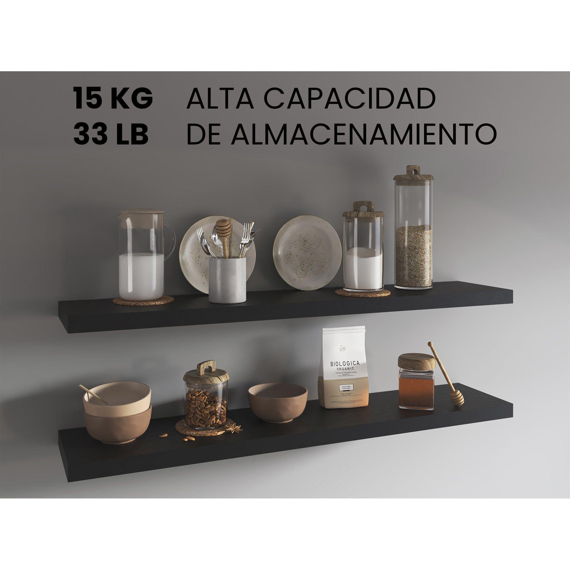 Repisa Flotante 120X25X3,8 Cm Negro X1 Unidad-3