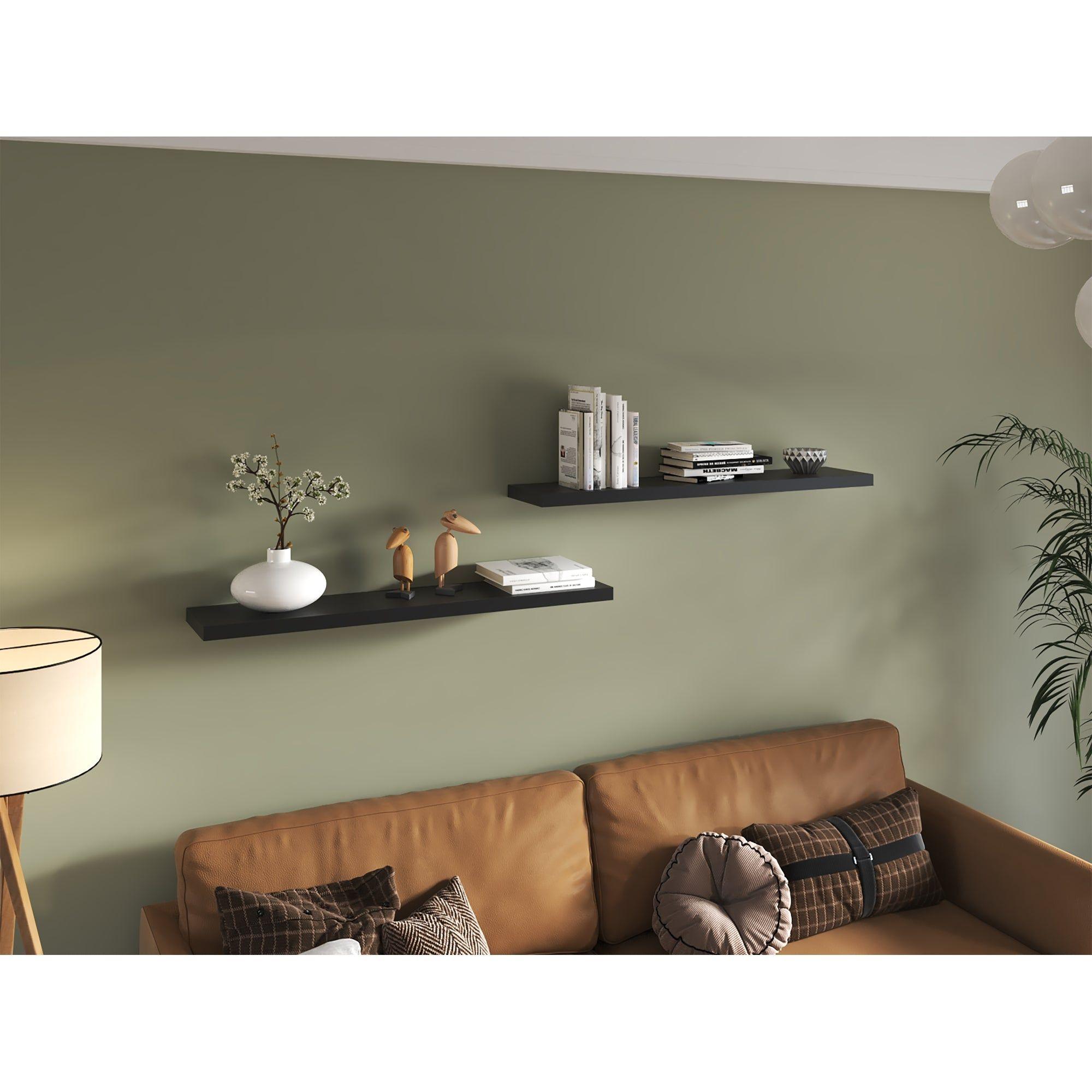 Repisa Flotante 120X25X3,8 Cm Negro X1 Unidad-5