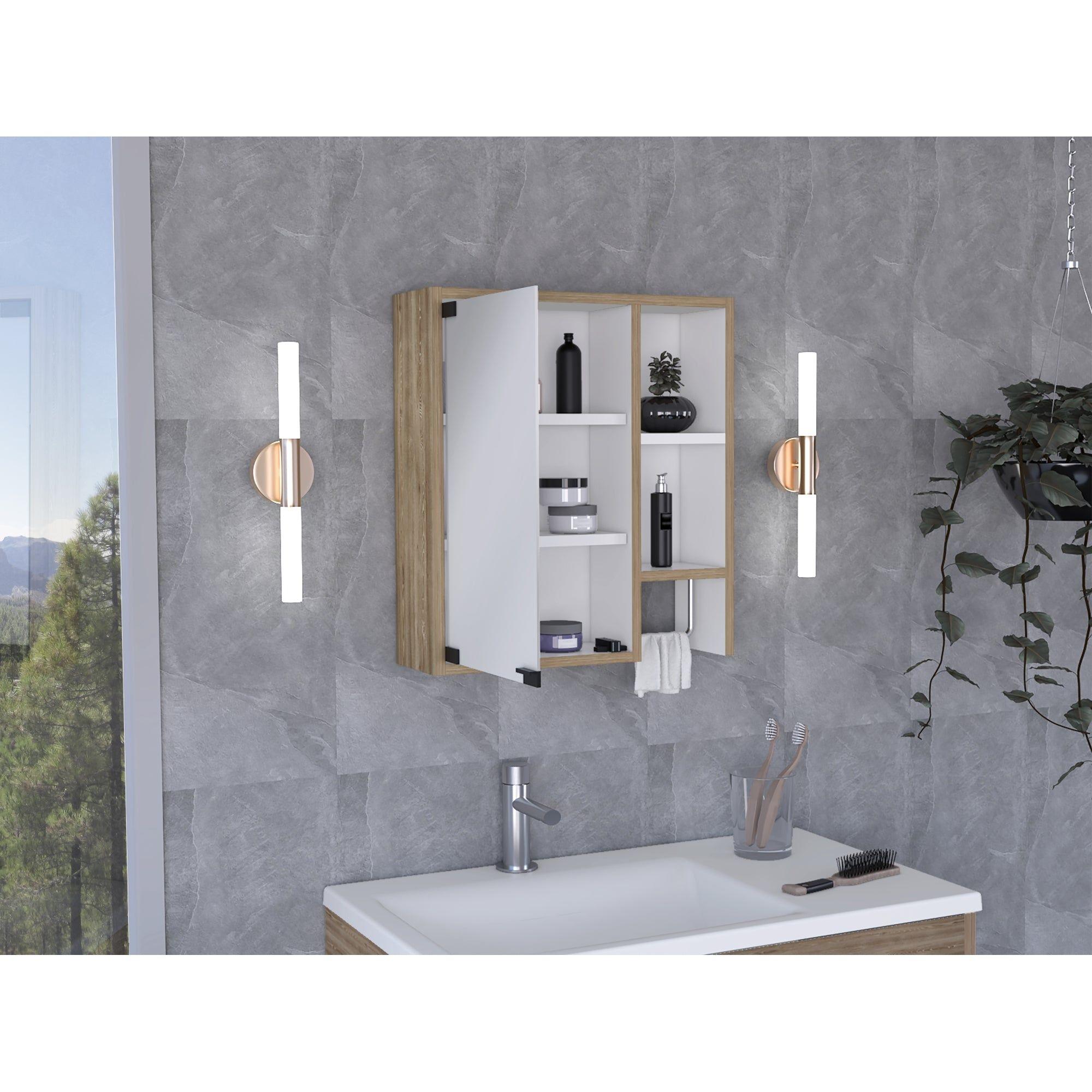 Botiquin De Baño 1 Puerta 52,2X47,2X14,6 Cm Café Claro-5