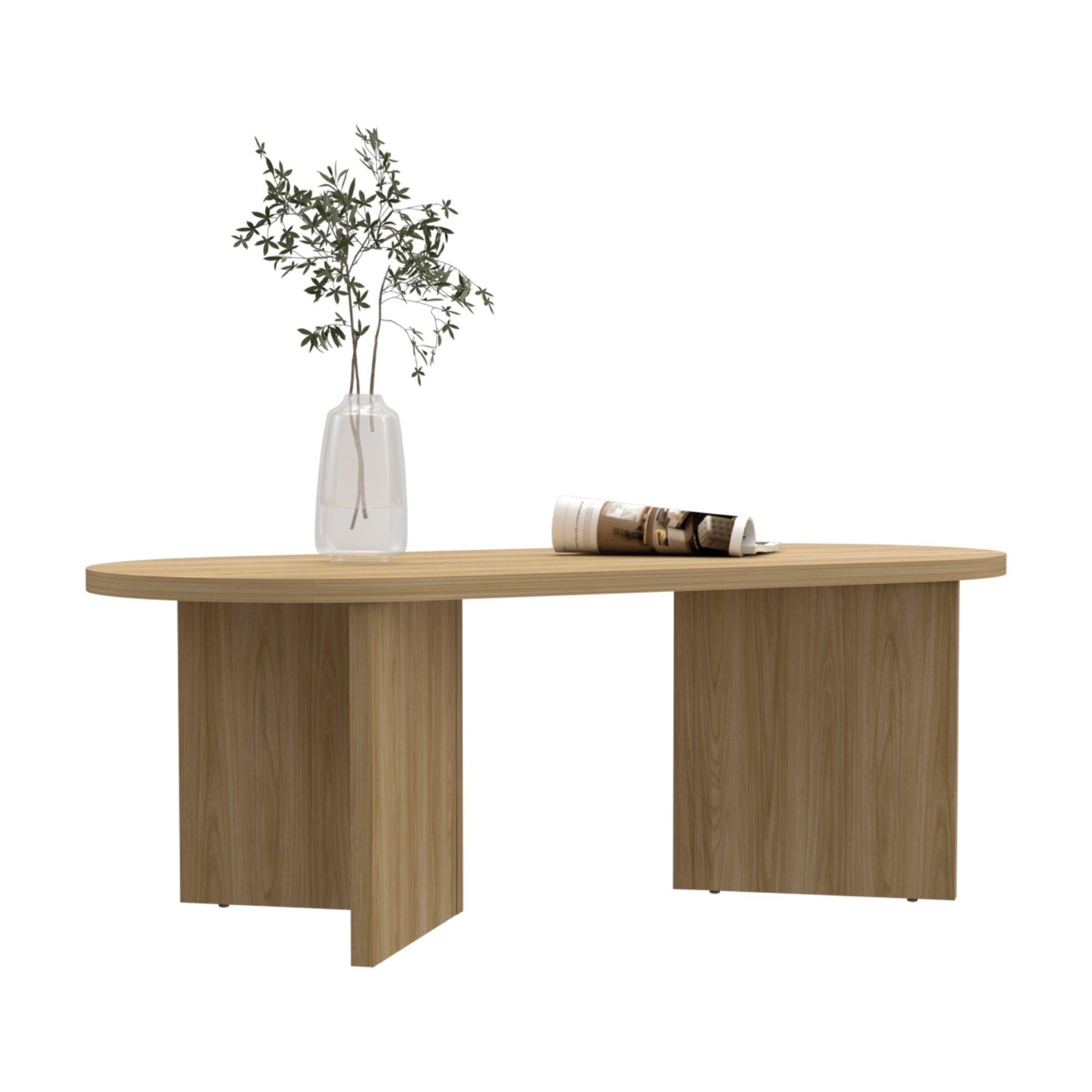 Mesa De Centro Moderna Fm 42,2X120,2X52,7 Cm Café Claro-2