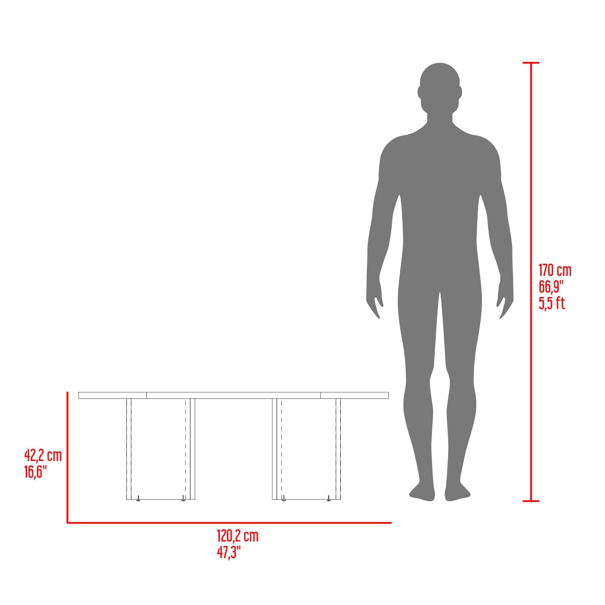 Mesa De Centro Moderna Fm 42,2X120,2X52,7 Cm Café Claro-4