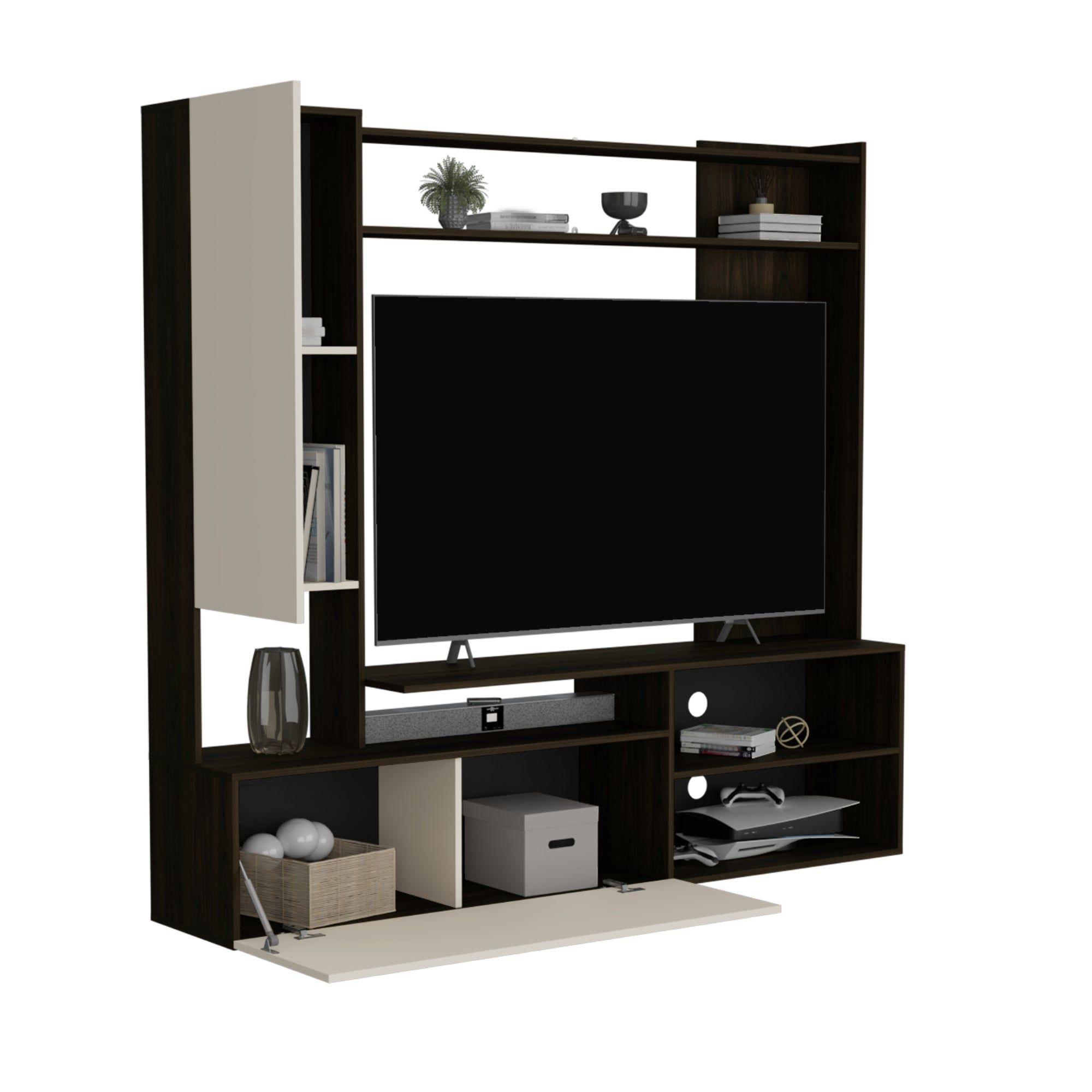Estante Tv 70" 2 Puertas 167X178,6X36,5 Cm Beige Y Café Oscuro-3