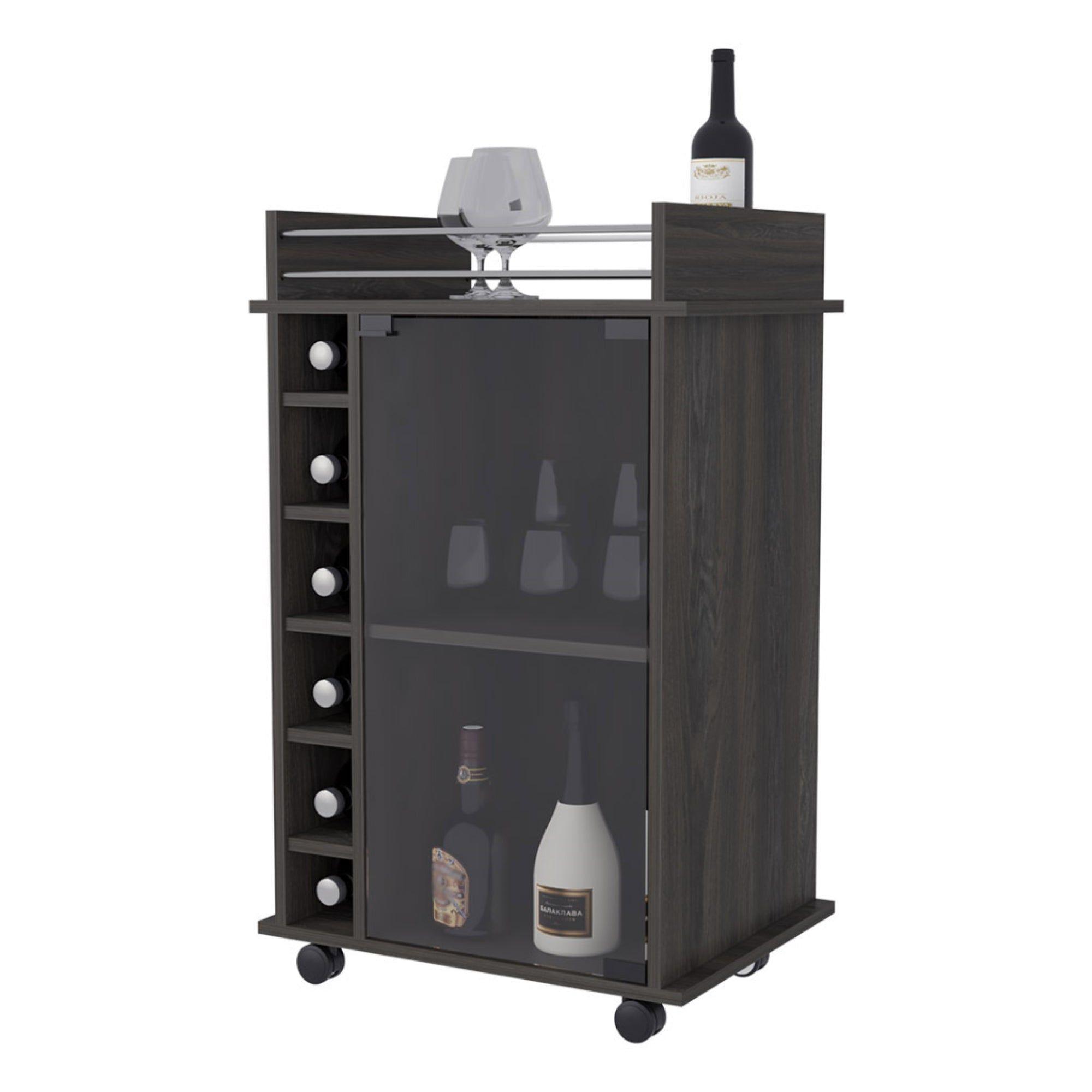 BAR BAJO 6 BOTELLEROS 1 PUERTA DE VIDRIO FM-009O - CAFE OSCURO-2