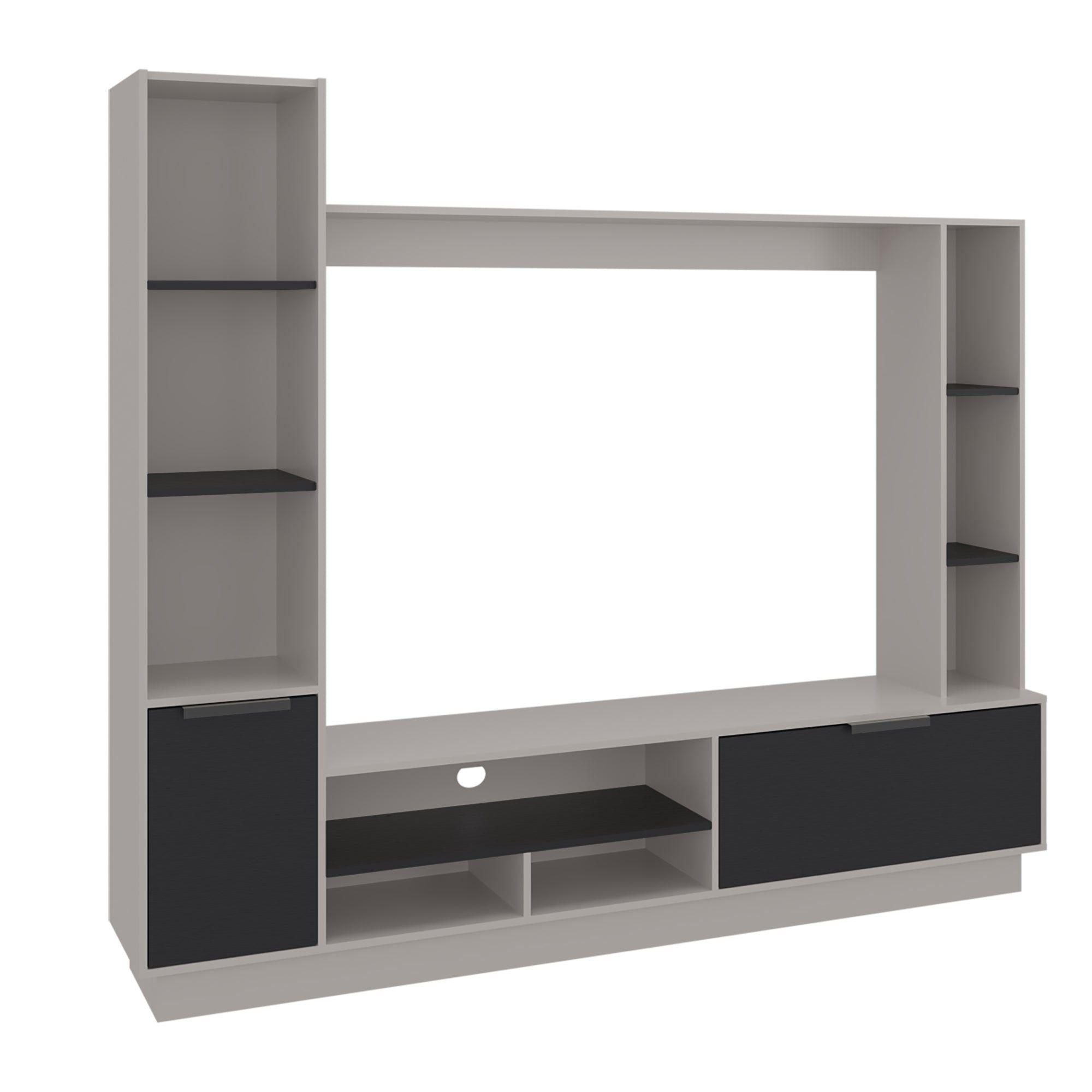 Estante Tv 60" 2 Puertas Beige Y Negro-0