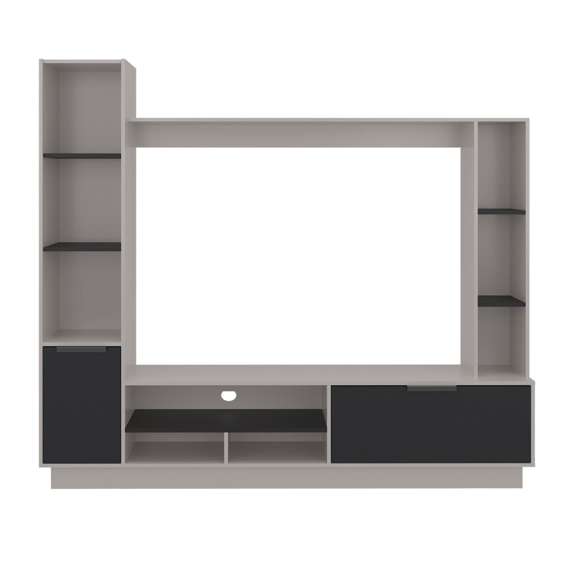 Estante Tv 60" 2 Puertas Beige Y Negro-1