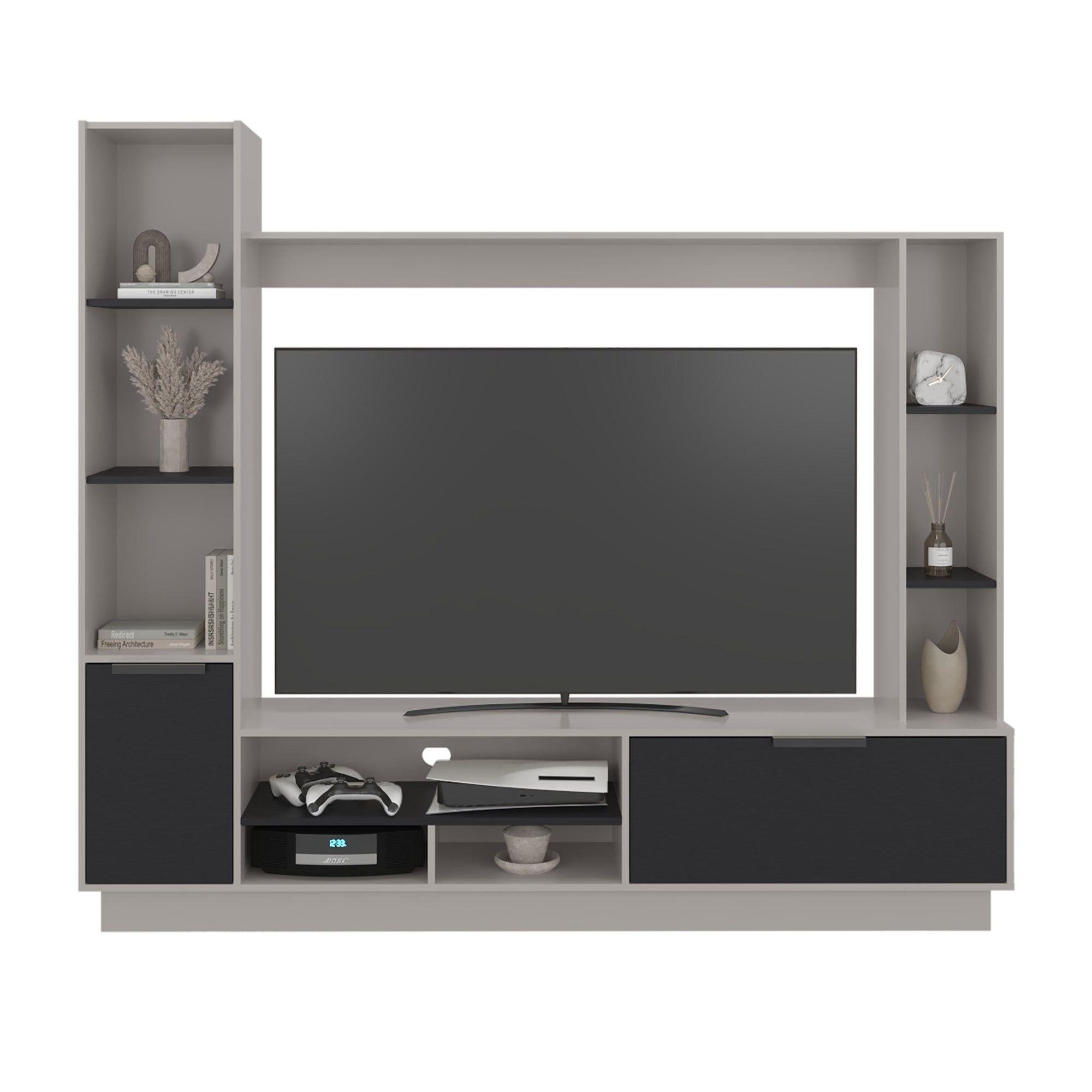 Estante Tv 60" 2 Puertas Beige Y Negro-2