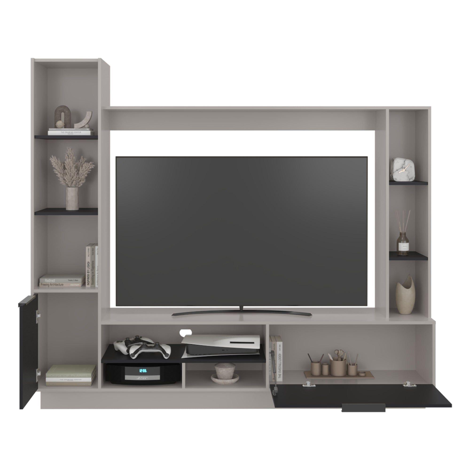 Estante Tv 60" 2 Puertas Beige Y Negro-3