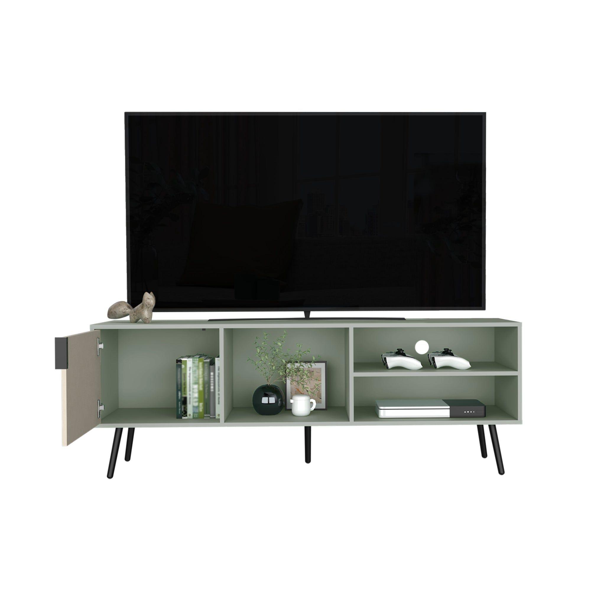 Rack Tv 65" 1 Puerta Verde Azulado-2