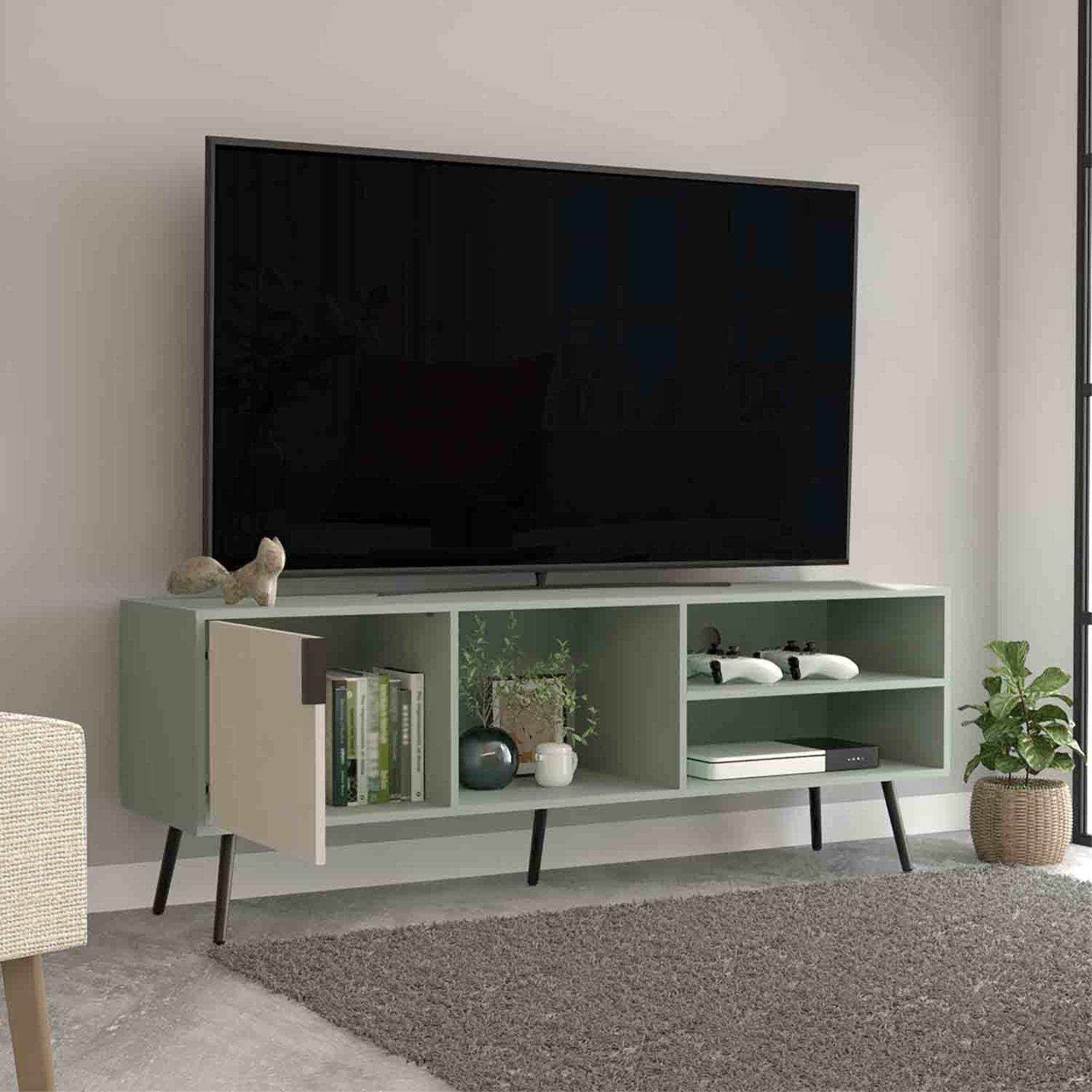 Rack Tv 65" 1 Puerta Verde Azulado-5