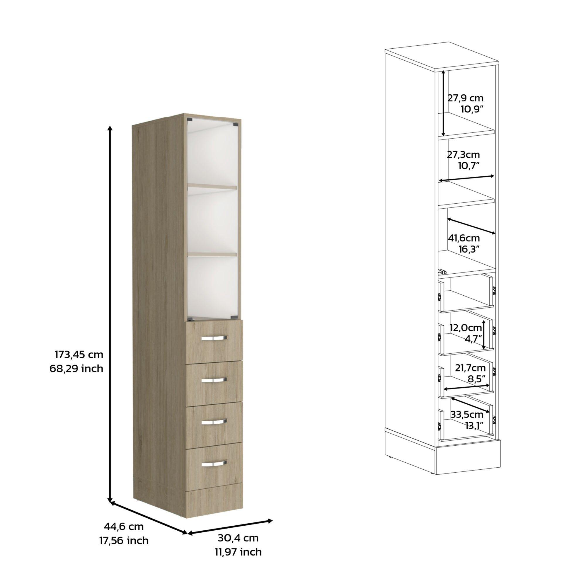 TORRE DE BAÑO CON 4 CAJONES FM-001C - CAFE CLARO-6