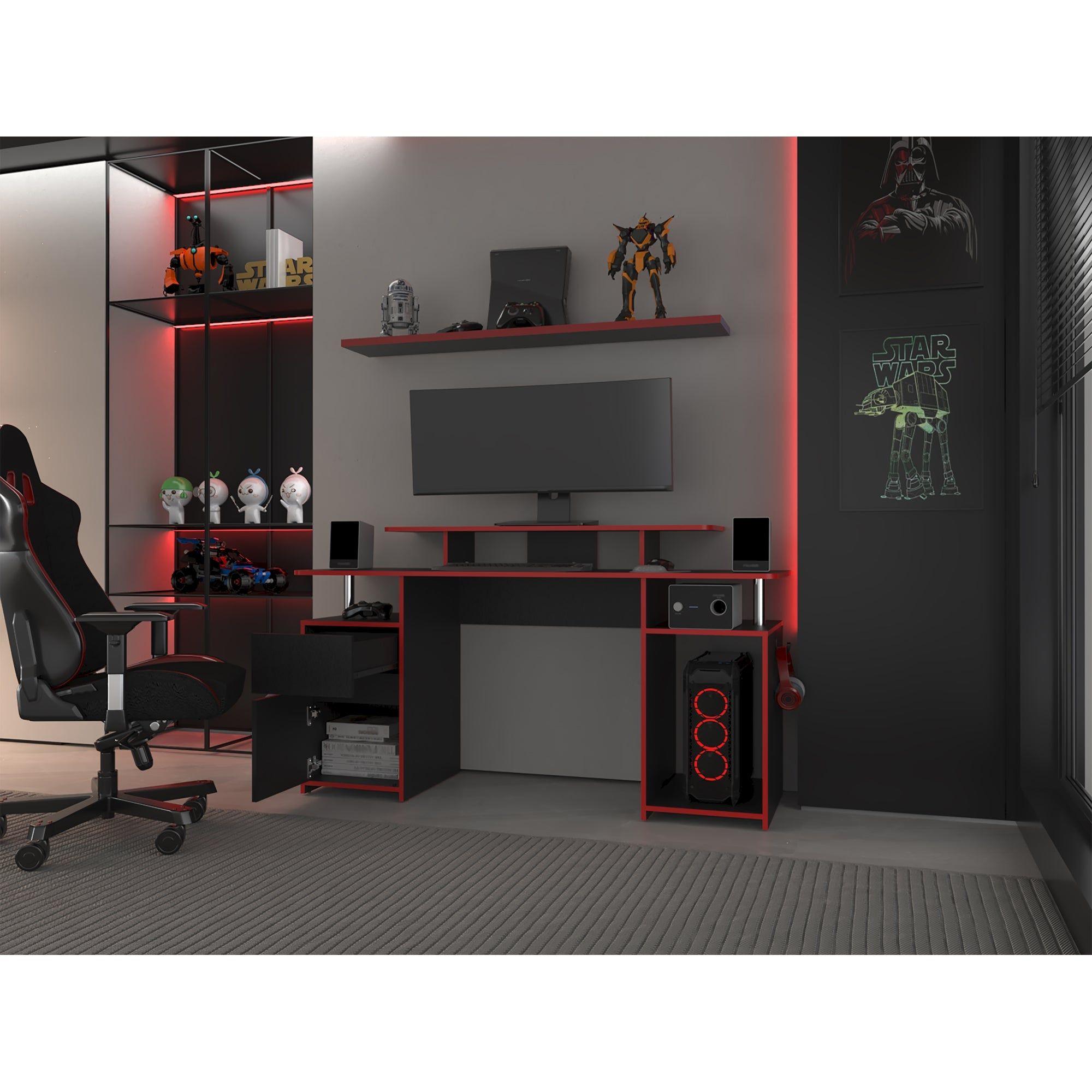 ESCRITORIO GAMER 1 PUERTA 1 CAJON FM 054N NEGRO Y ROJO-5