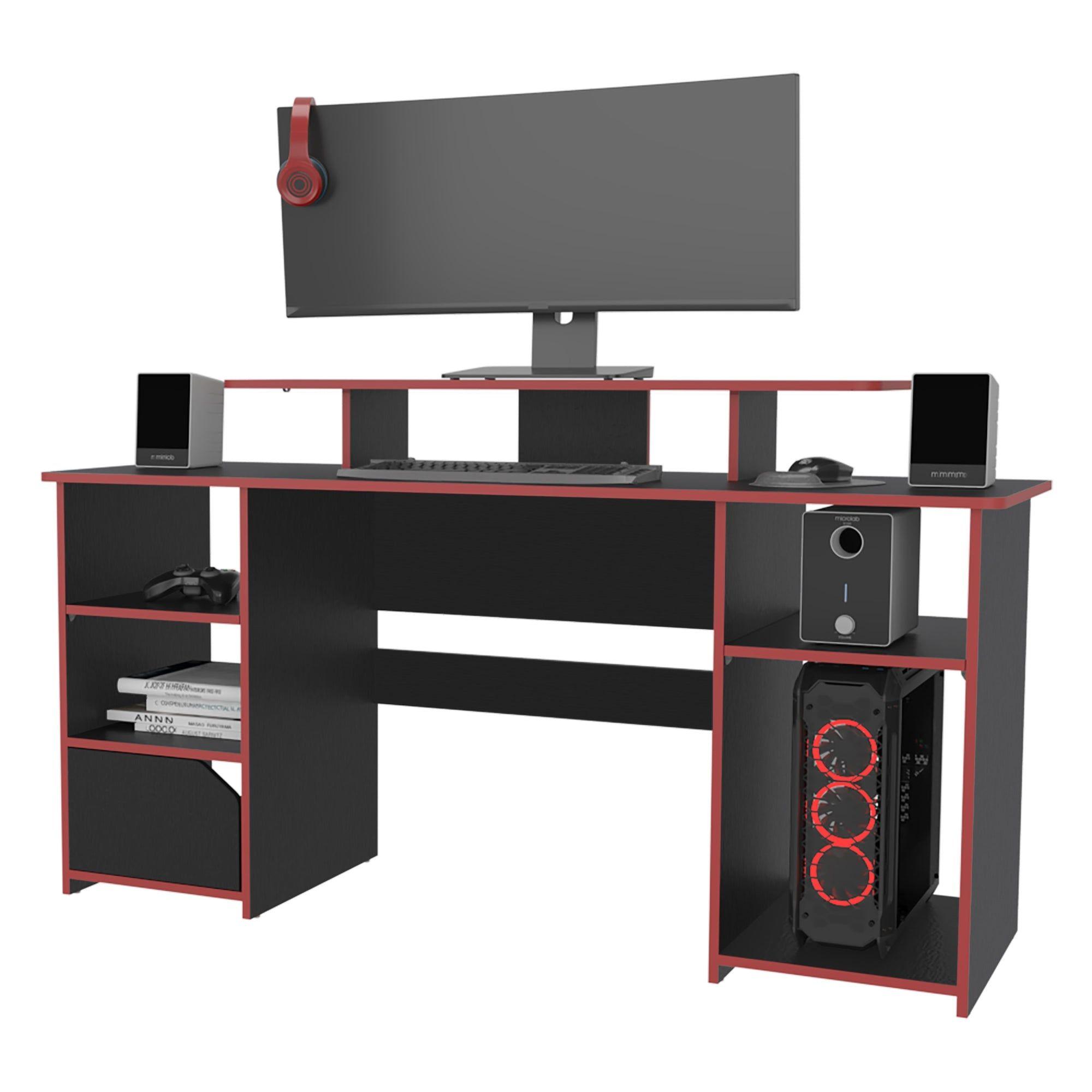 ESCRITORIO GAMER 88,5X157,1X50 CM FM-045N NEGRO Y ROJO-2