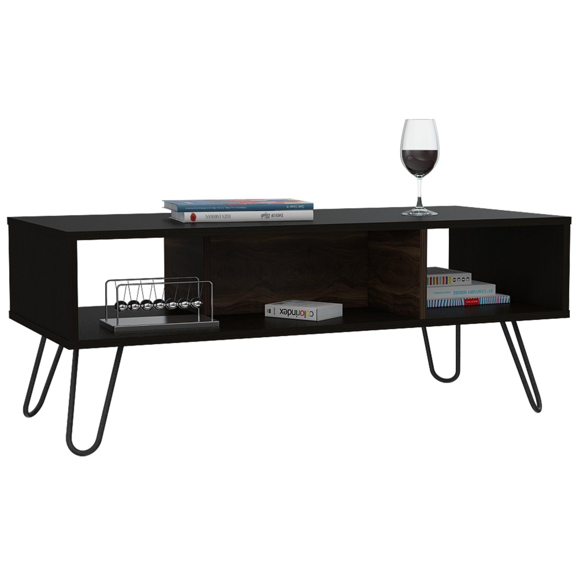 Mesa De Centro 40X101,1X45 Cm Negro Y Café Oscuro-2