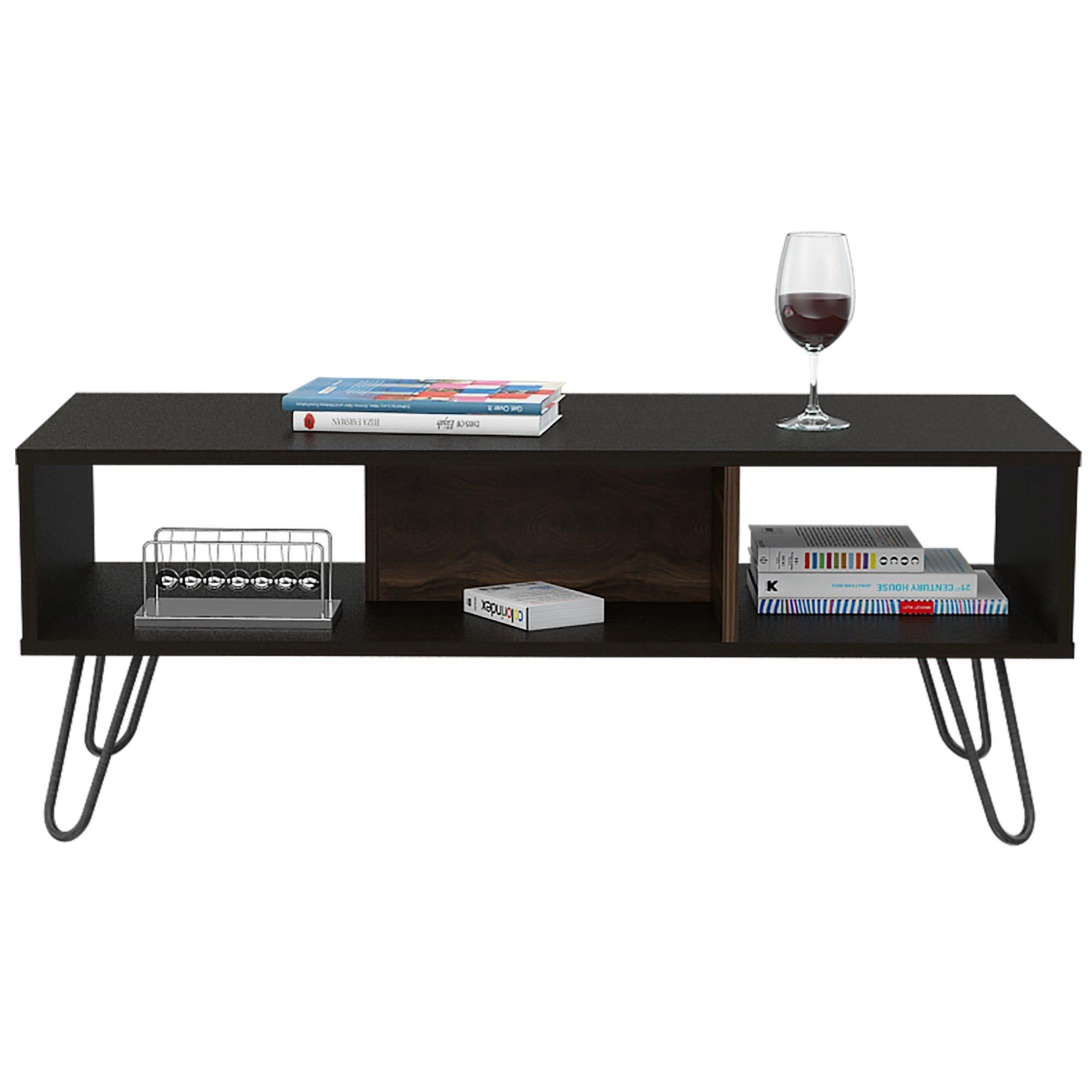 Mesa De Centro 40X101,1X45 Cm Negro Y Café Oscuro-3