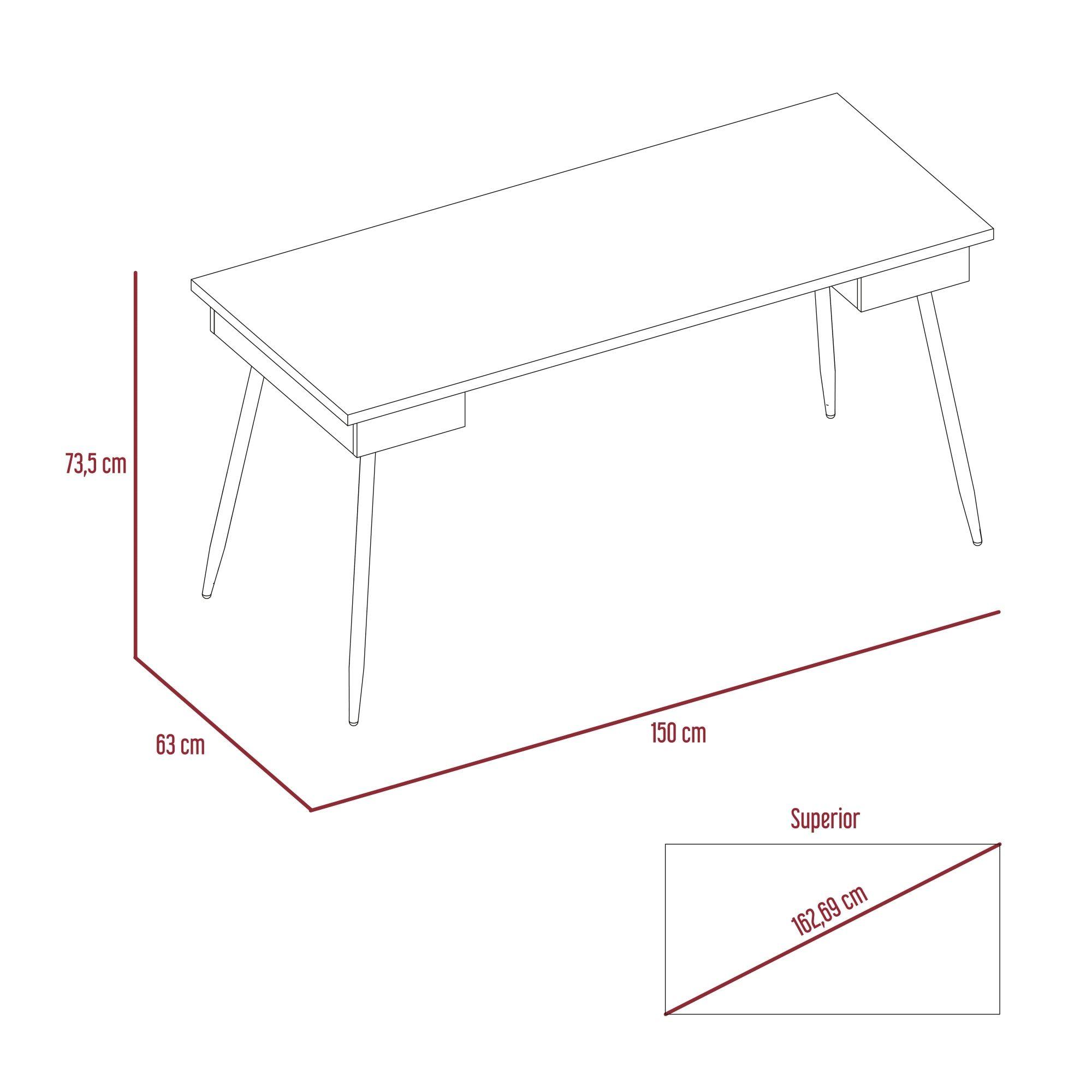 ESCRITORIO 150X73,5X63 CM FM-044C CAFÉ CLARO Y PLOMO-5