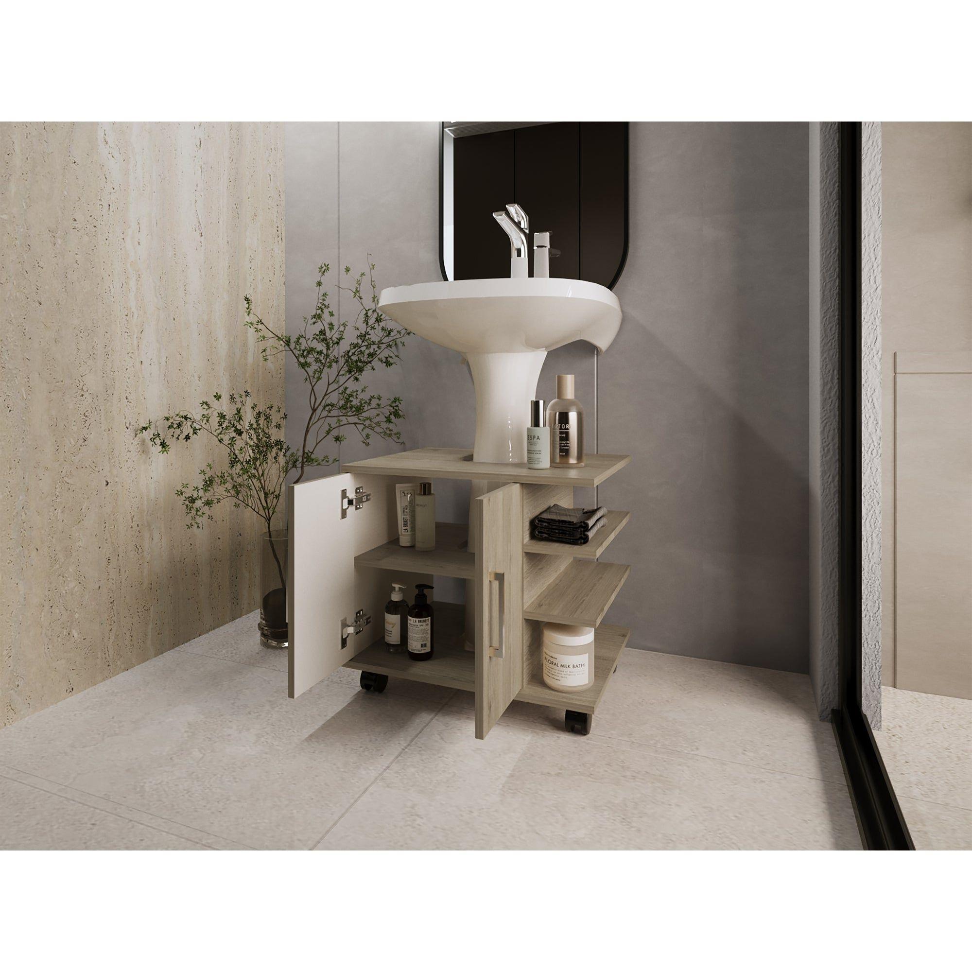 MUEBLE BAÑO 2 PUERTAS FM-003C CAFÉ CLARO-5