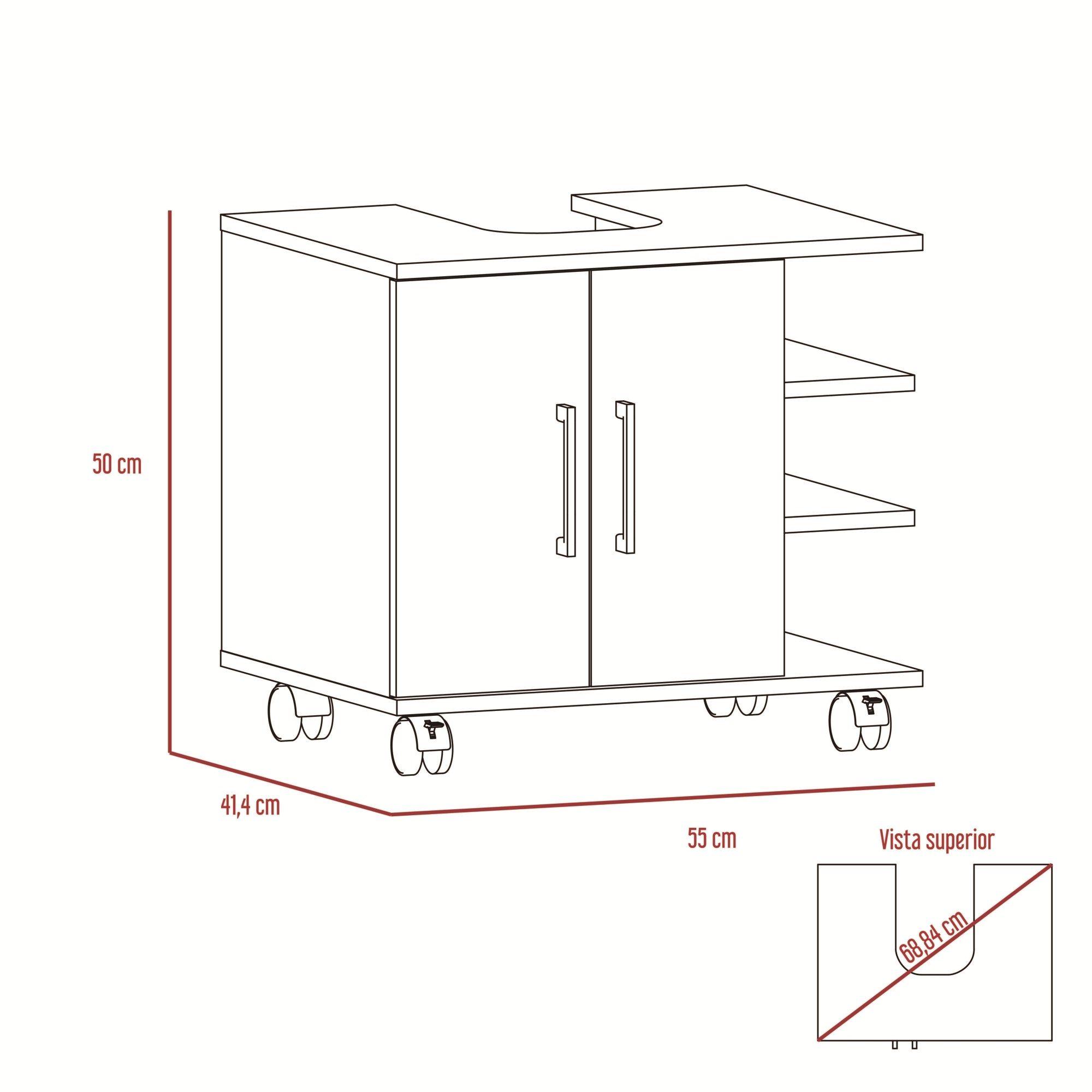 MUEBLE BAÑO 2 PUERTAS FM-003C CAFÉ CLARO-6