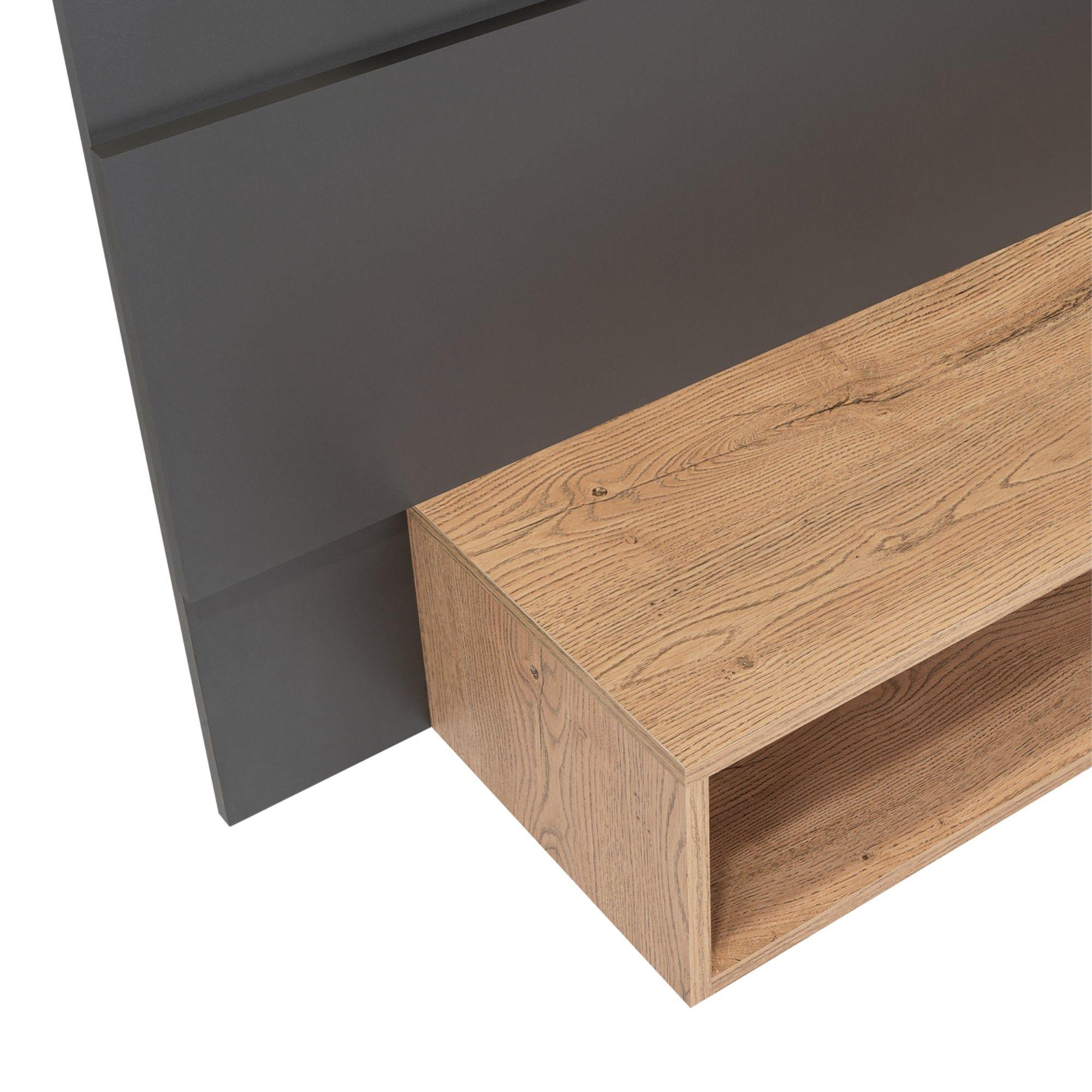 Panel Tv 65" Fm 120X140X31,5 Cm Café Claro Y Gris-4