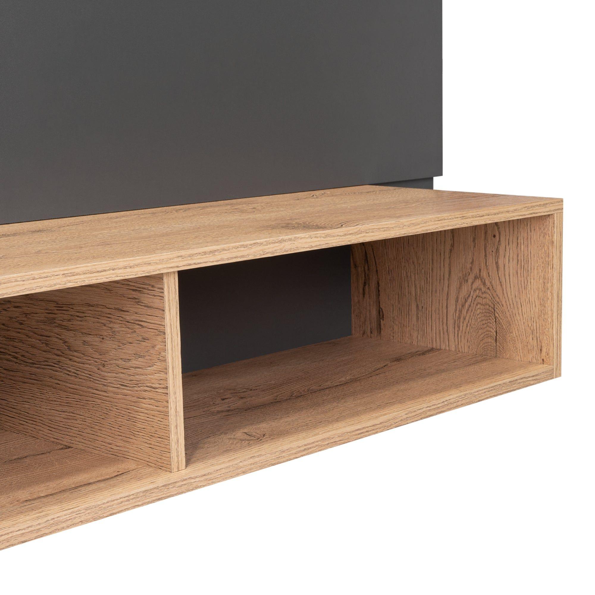 Panel Tv 65" Fm 120X140X31,5 Cm Café Claro Y Gris-5