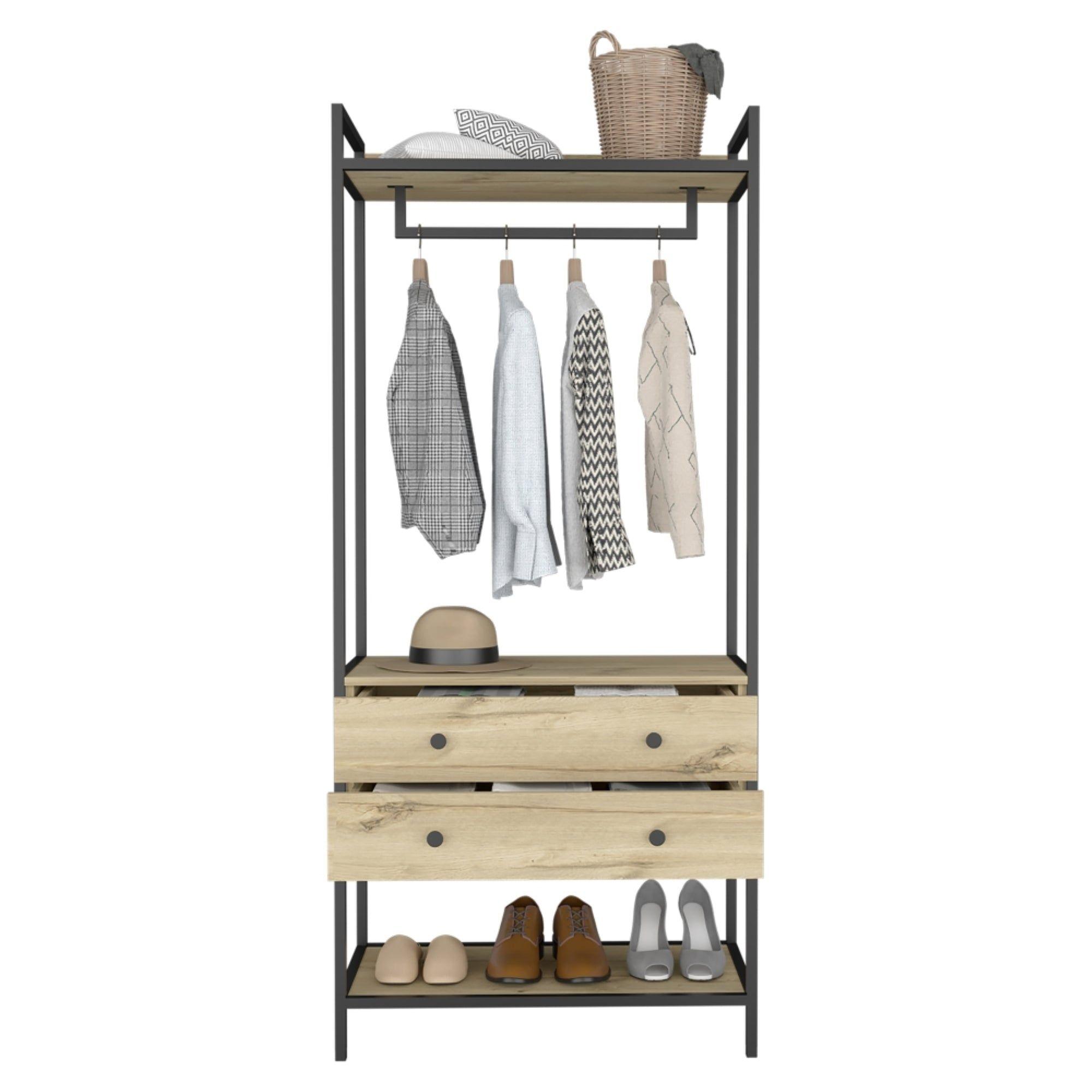 CLOSET 2 CAJONES 180X80X40 CM FM-027C CAFÉ CLARO-2
