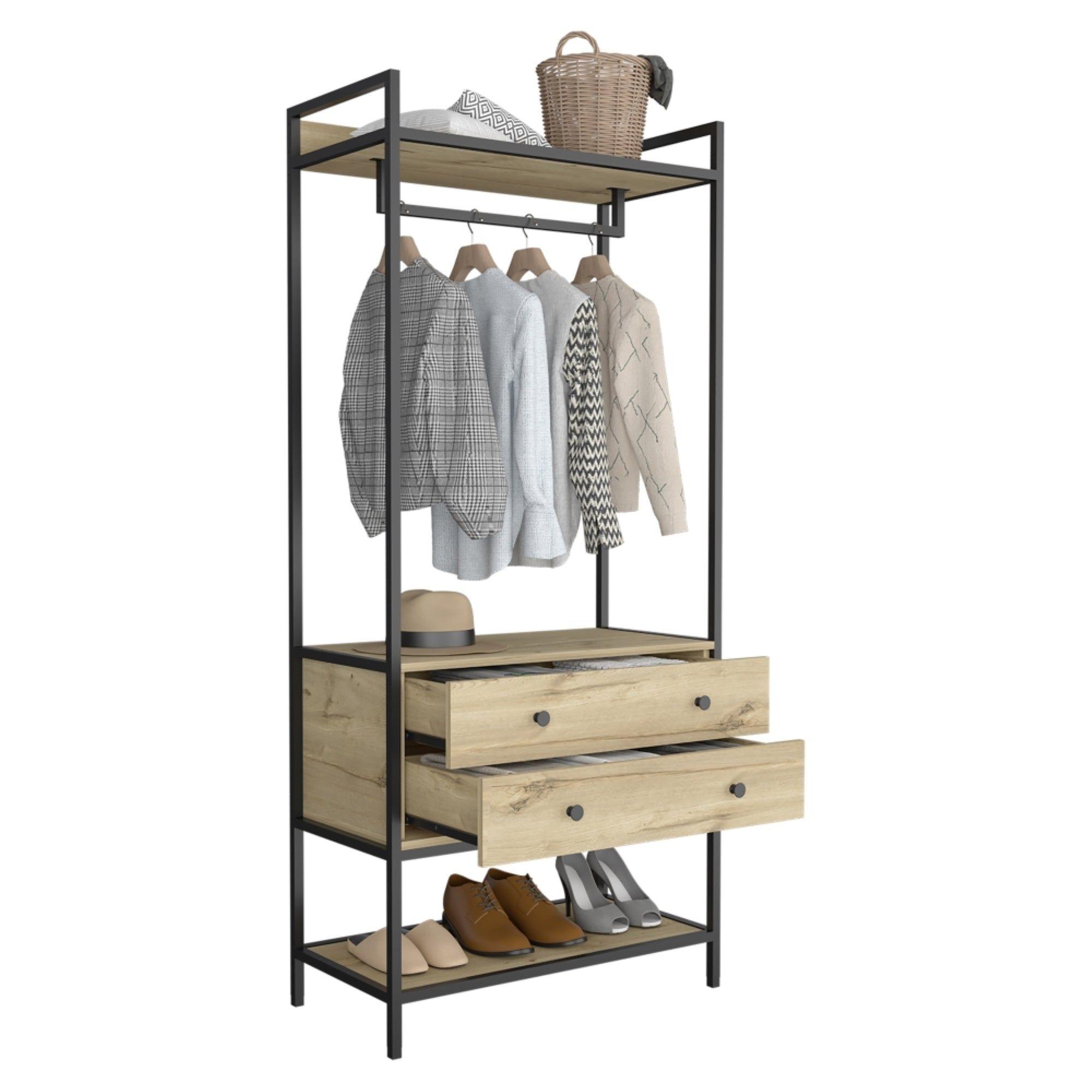 CLOSET 2 CAJONES 180X80X40 CM FM-027C CAFÉ CLARO-3