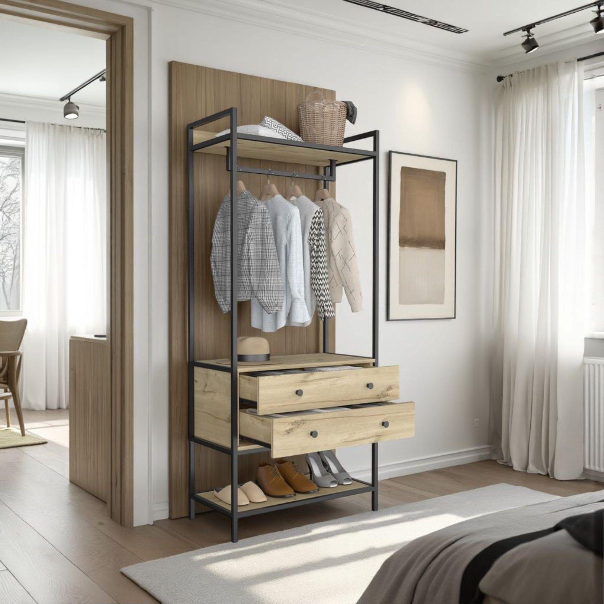 CLOSET 2 CAJONES 180X80X40 CM FM-027C CAFÉ CLARO-4