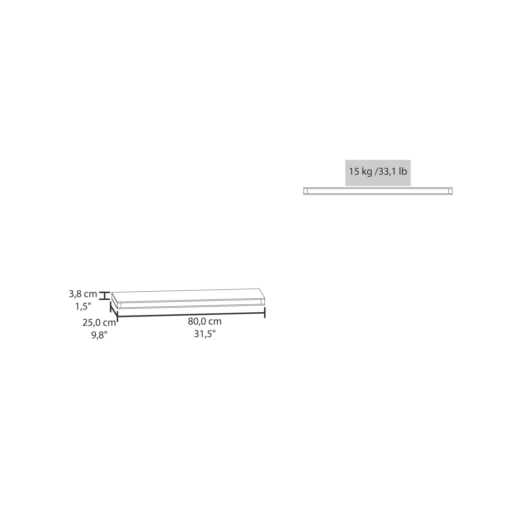Repisa Flotante 80X25X3,8 Cm Habano X1 Unidad-5