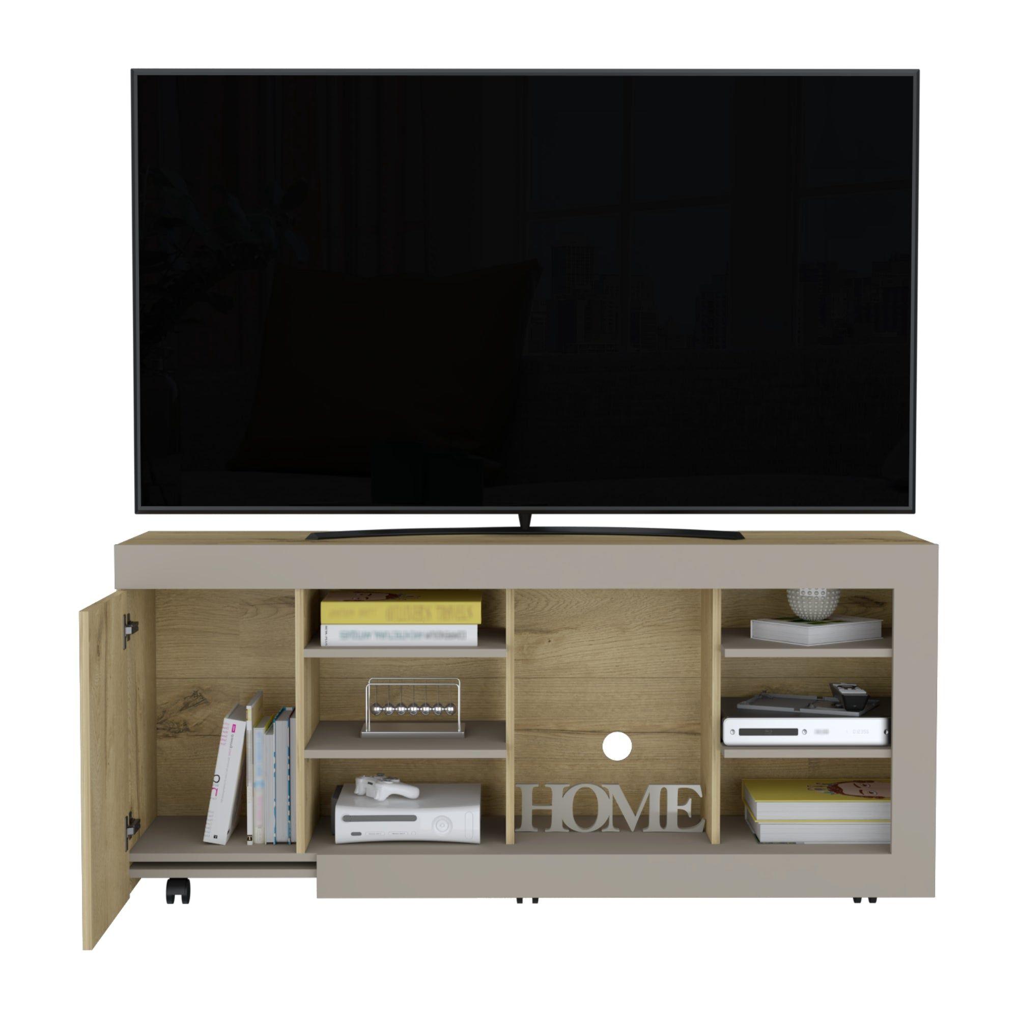 Mesa Para Tv 65" Fm 68X150X38 Cm Café Claro Y Gris-3