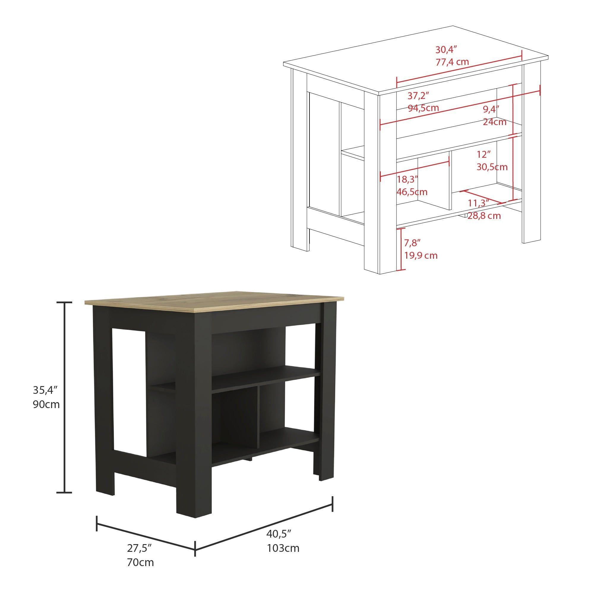 ISLA DE COCINA 103X70X90 CM FM-009N NEGRO Y CAFÉ CLARO-4