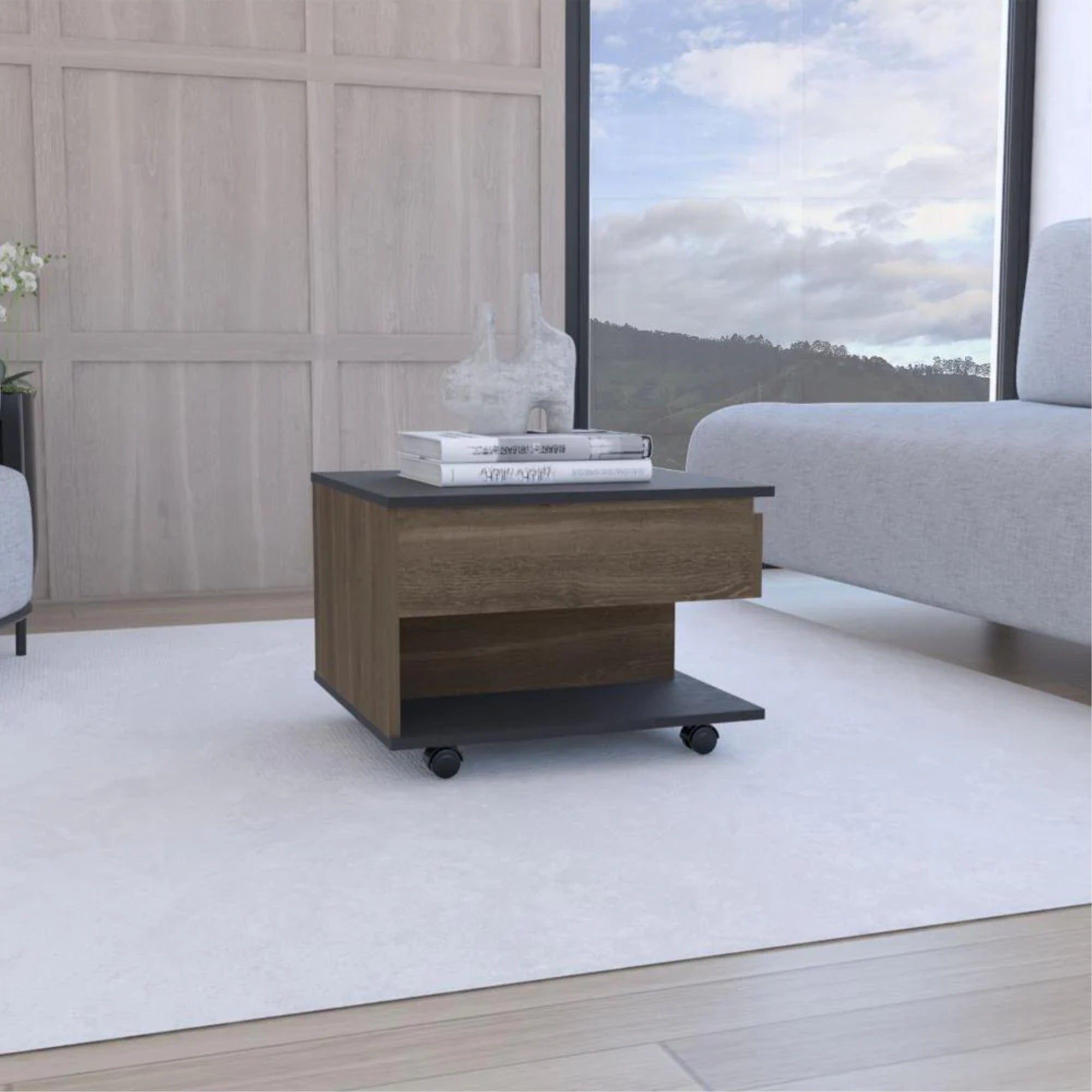 MESA DE CENTRO EXTENSIBLE FM-001O - CAFÉ OSCURO Y NEGRO-4