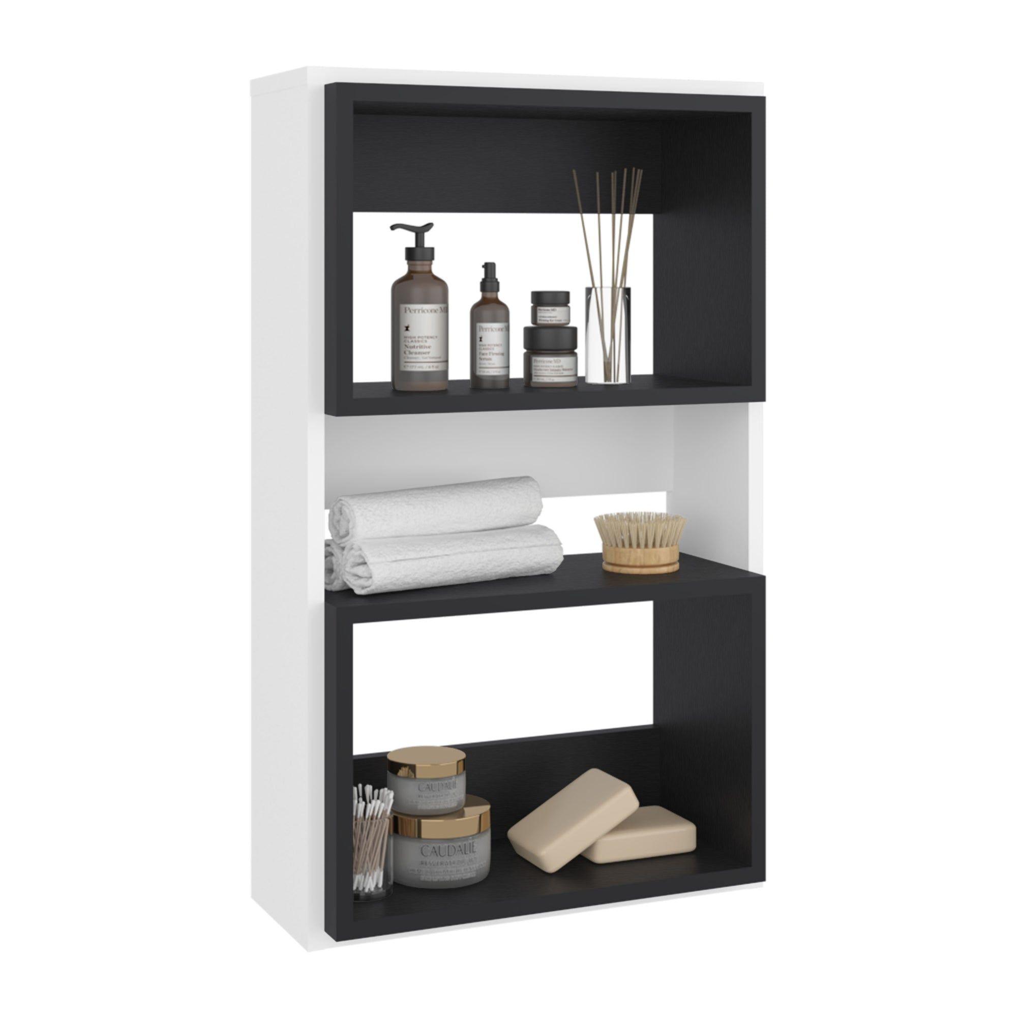 Mueble Auxilar Muro Baño Eco Blanco Y Negro-3