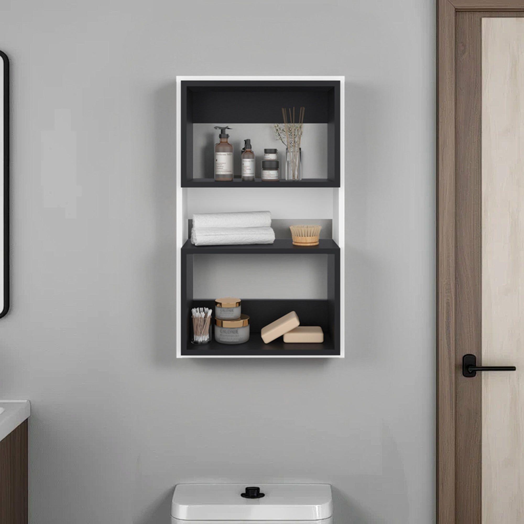 Mueble Auxilar Muro Baño Eco Blanco Y Negro-4