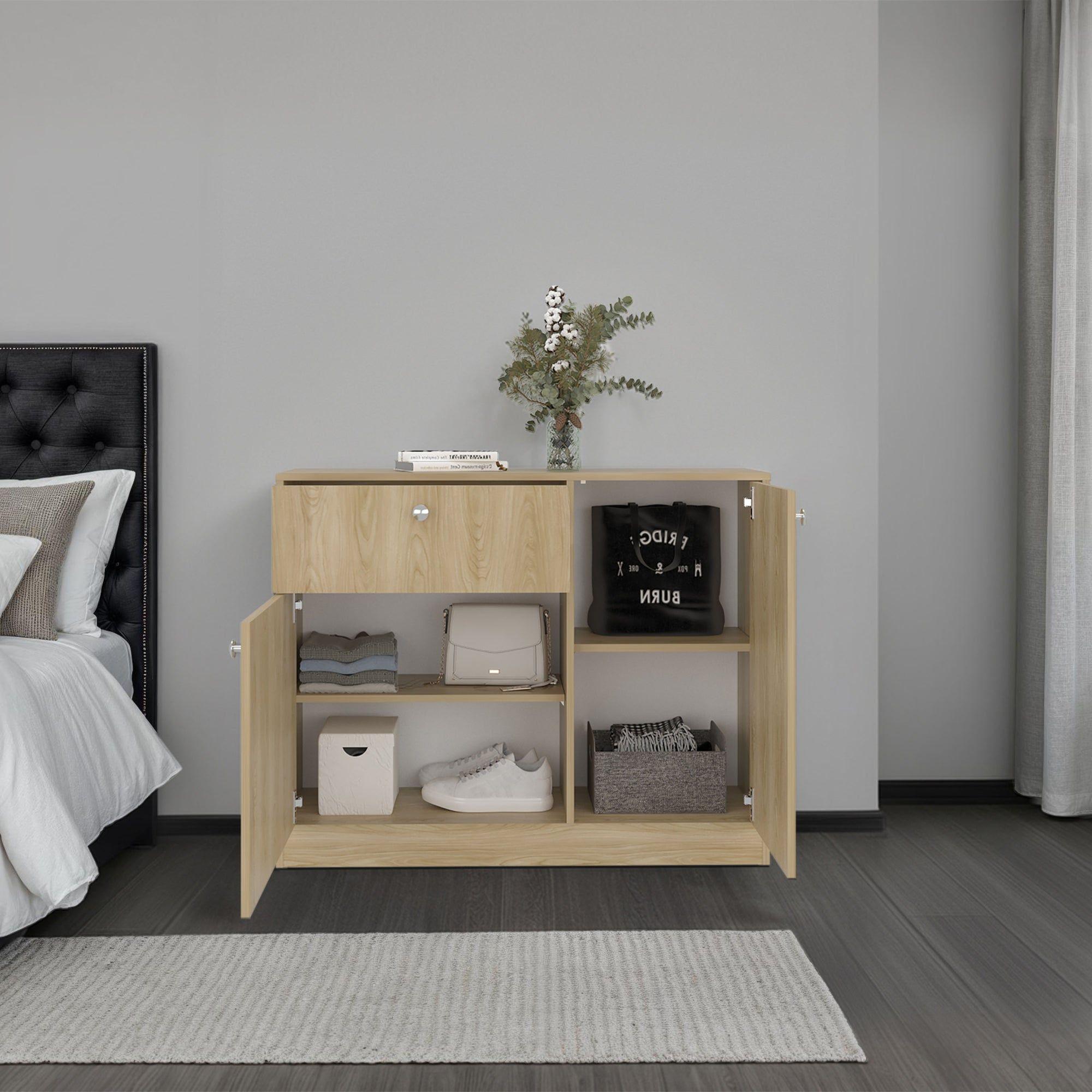 Comoda 2 Puertas 80x100x30,2 Cm Café Claro-5
