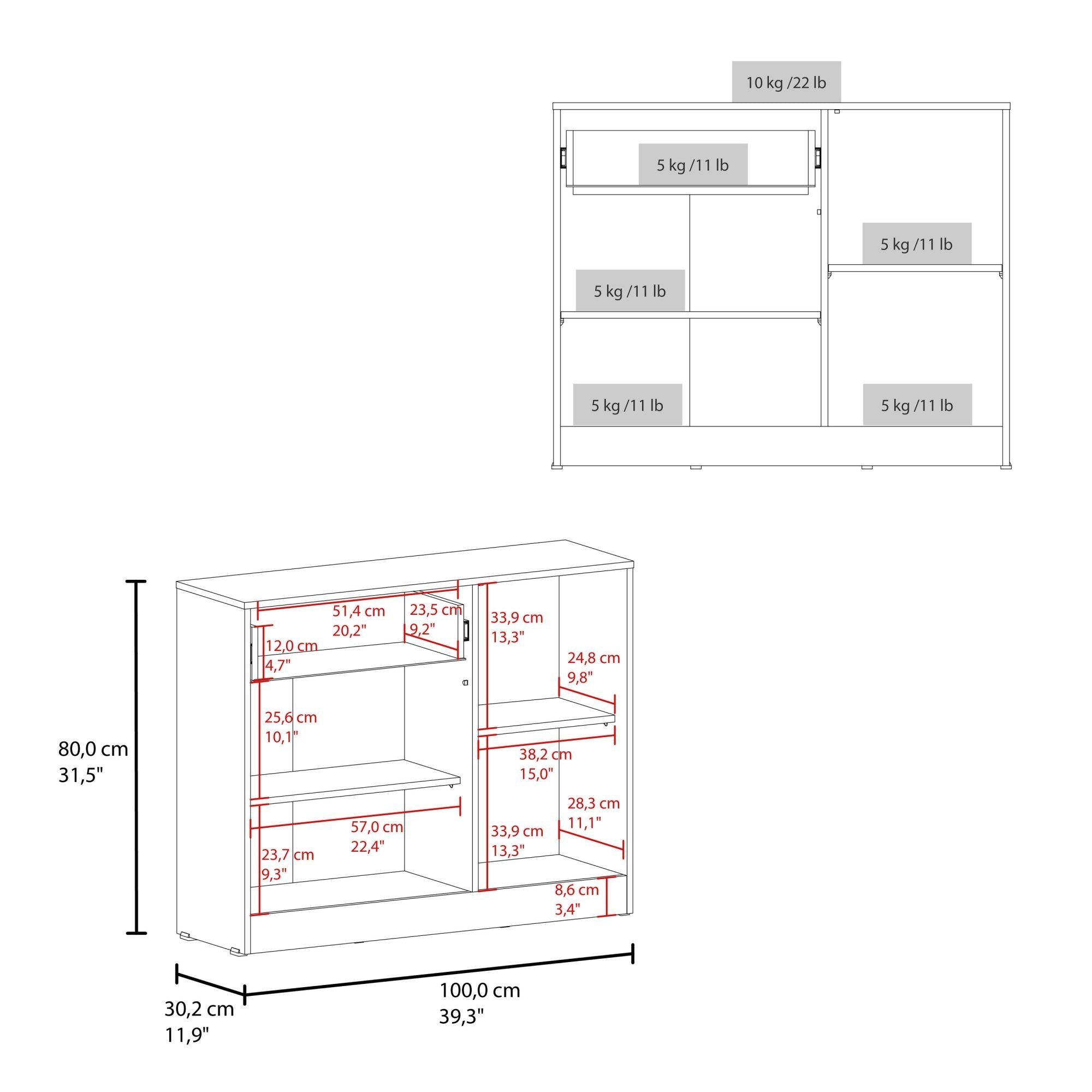 Comoda 2 Puertas 80x100x30,2 Cm Café Claro-6