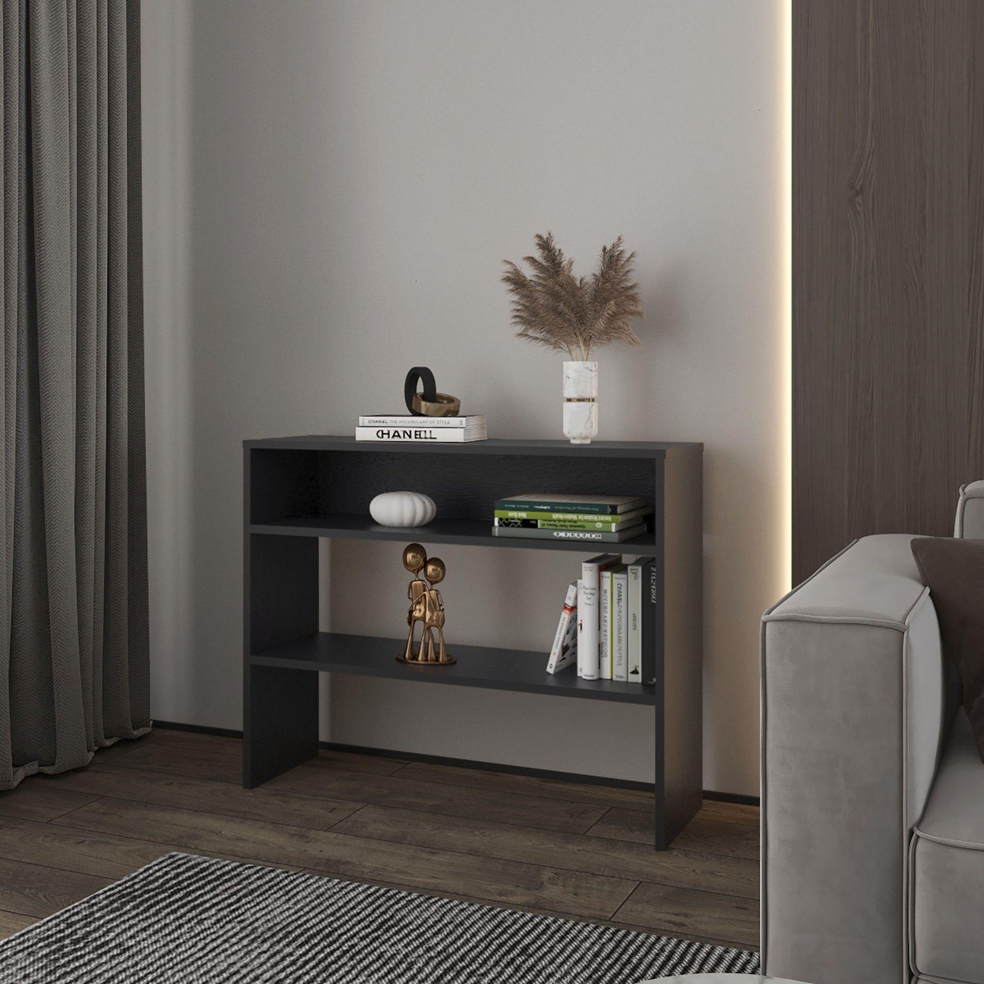 MUEBLE ARRIMO 2 REPISAS 80X100X30 CM FM-001N NEGRO-2