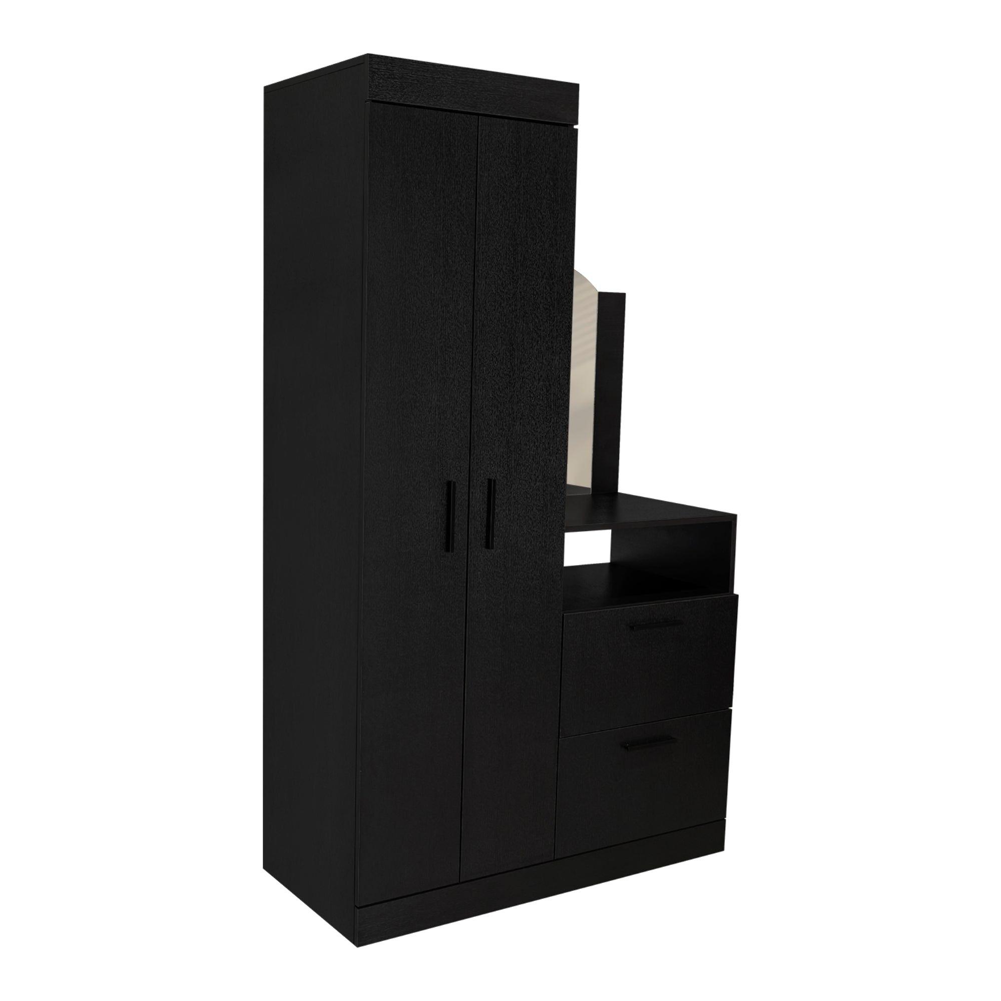 Closet Comoda Con Espejo 3 Puertas 1 Cajon Negro-0